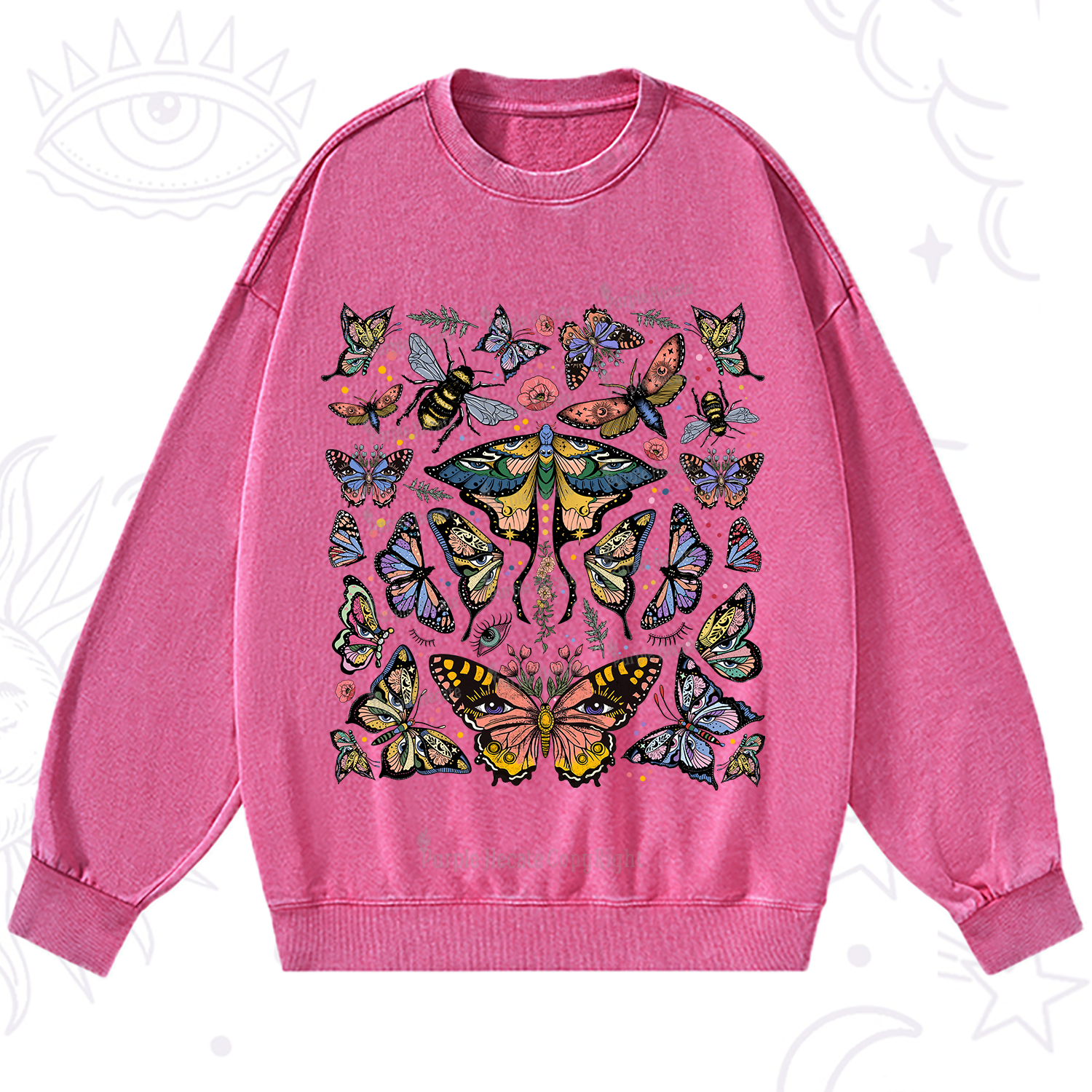 Purplehecate Mystical Butterfly & Moth Washed Sweatshirt