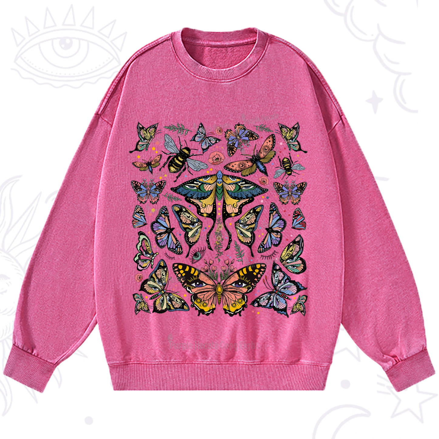 Purplehecate Mystical Butterfly & Moth Washed Sweatshirt