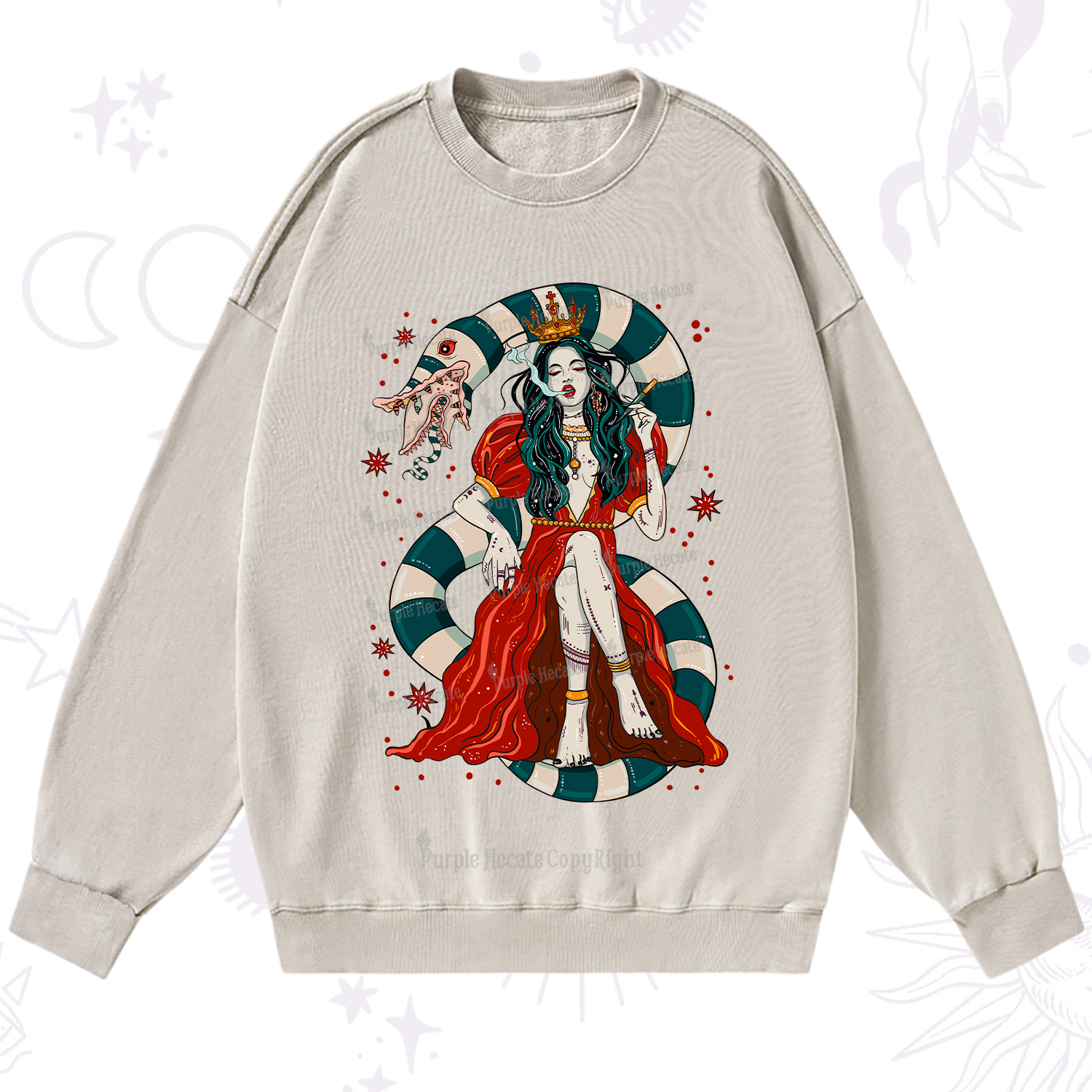 Purplehecate Queen of the Sandworms Washed Sweatshirt