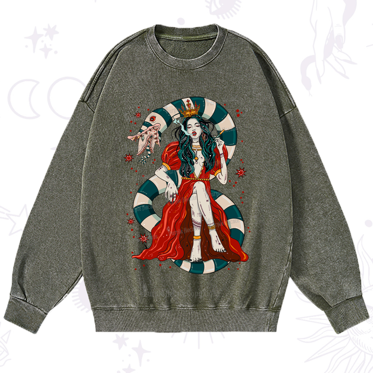 Purplehecate Queen of the Sandworms Washed Sweatshirt