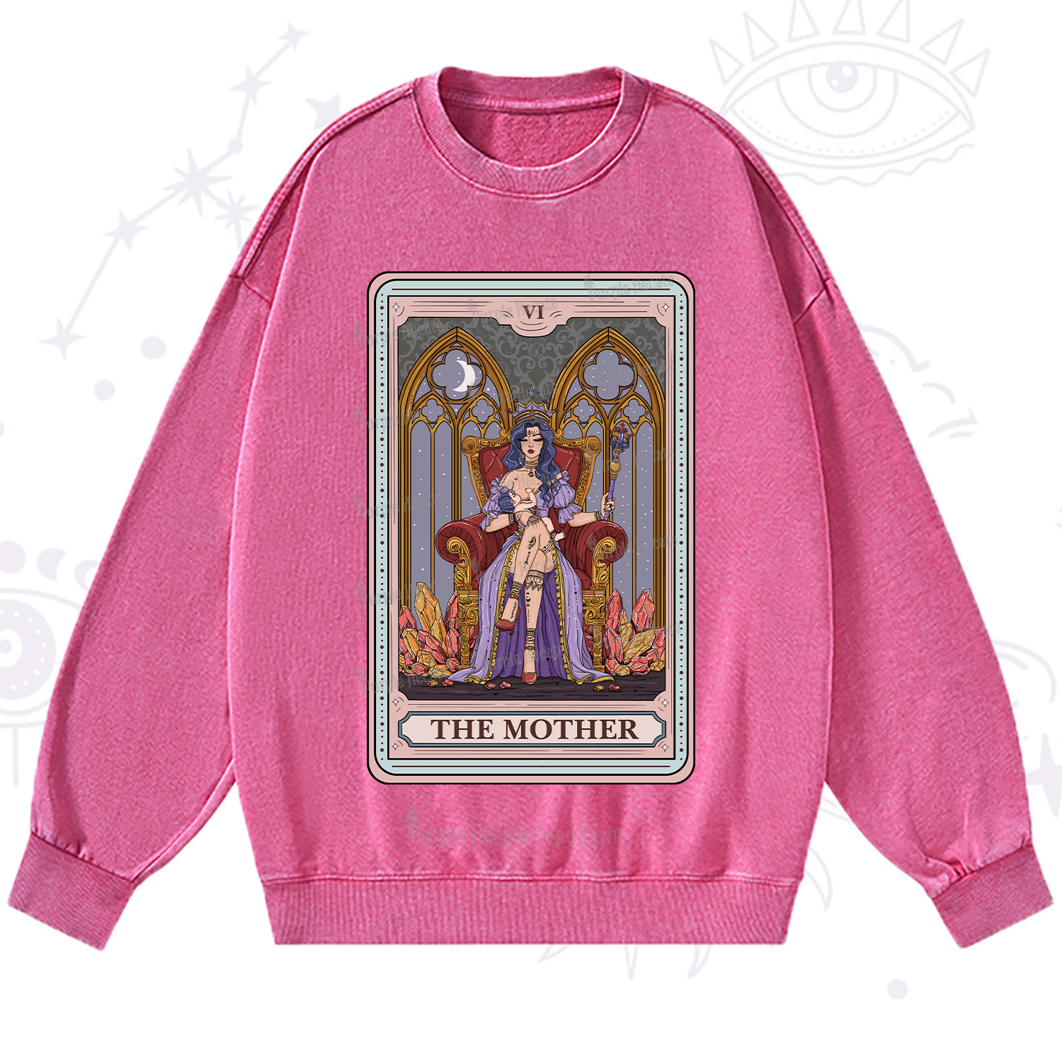 Purplehecate The Mother Tarot Card Washed Sweatshirt