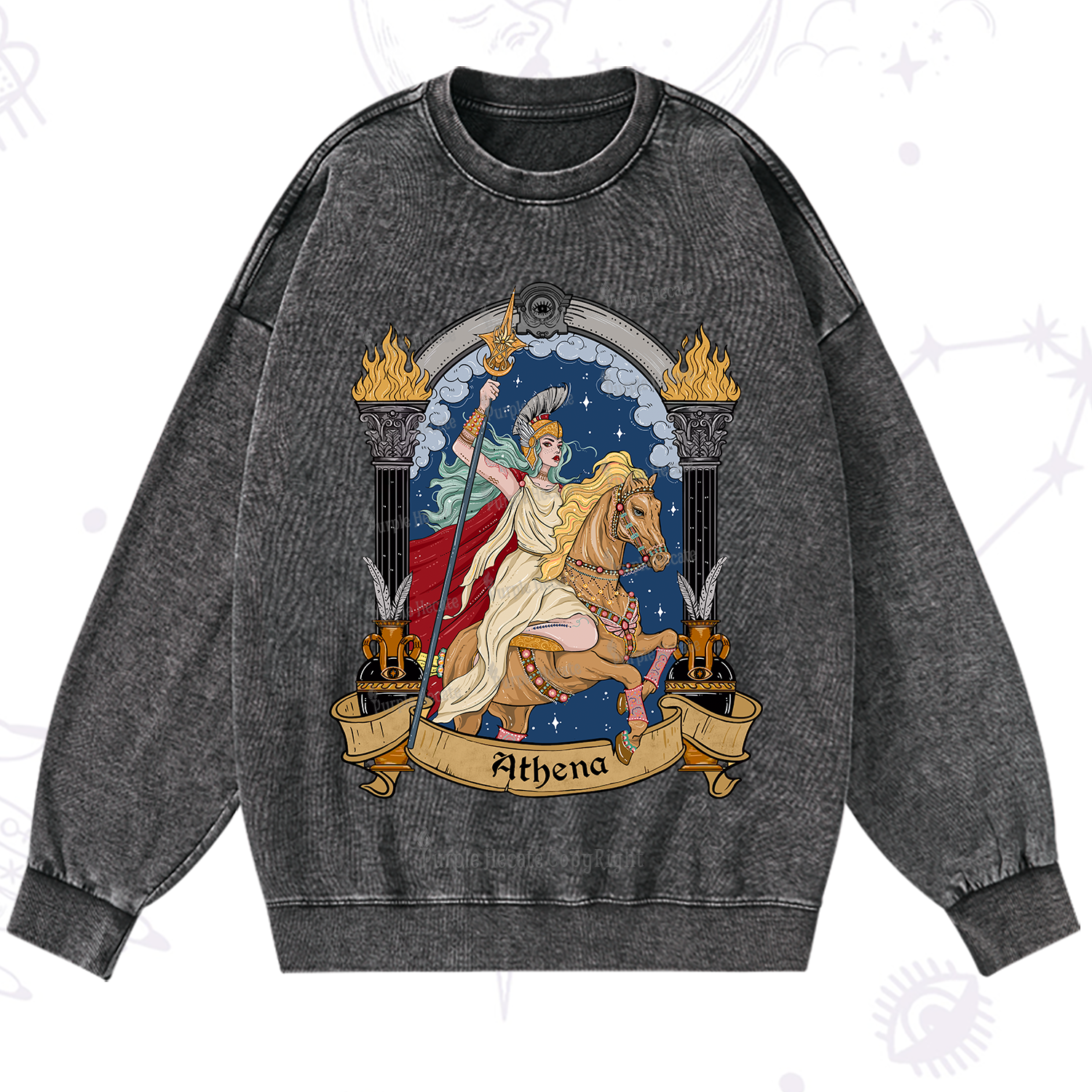 Purplehecate The Mighty Goddess Athena Washed Sweatshirt