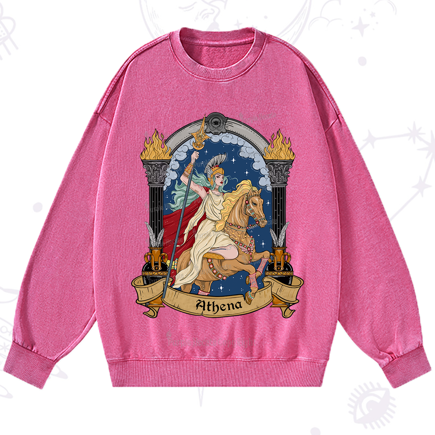 Purplehecate The Mighty Goddess Athena Washed Sweatshirt