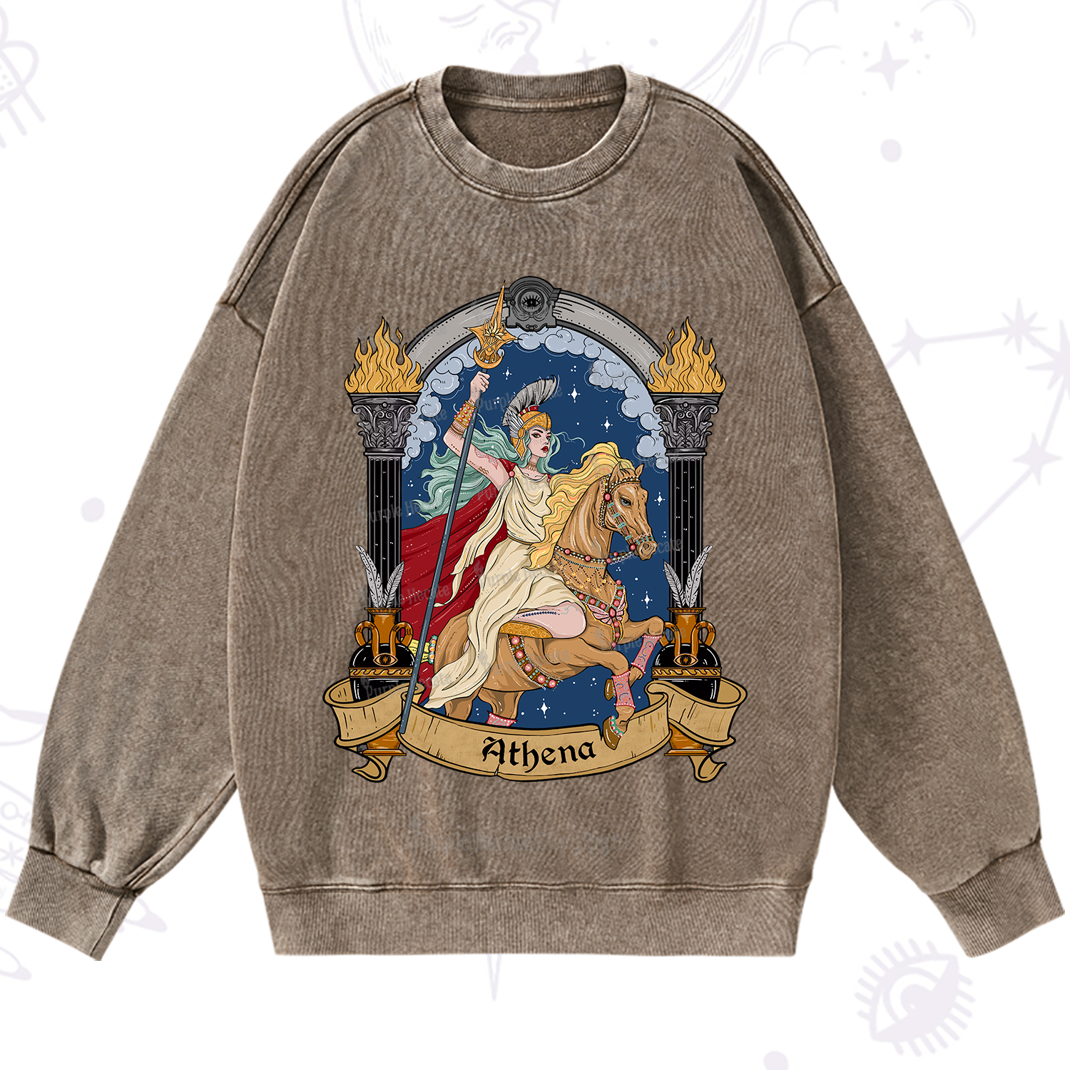 Purplehecate The Mighty Goddess Athena Washed Sweatshirt