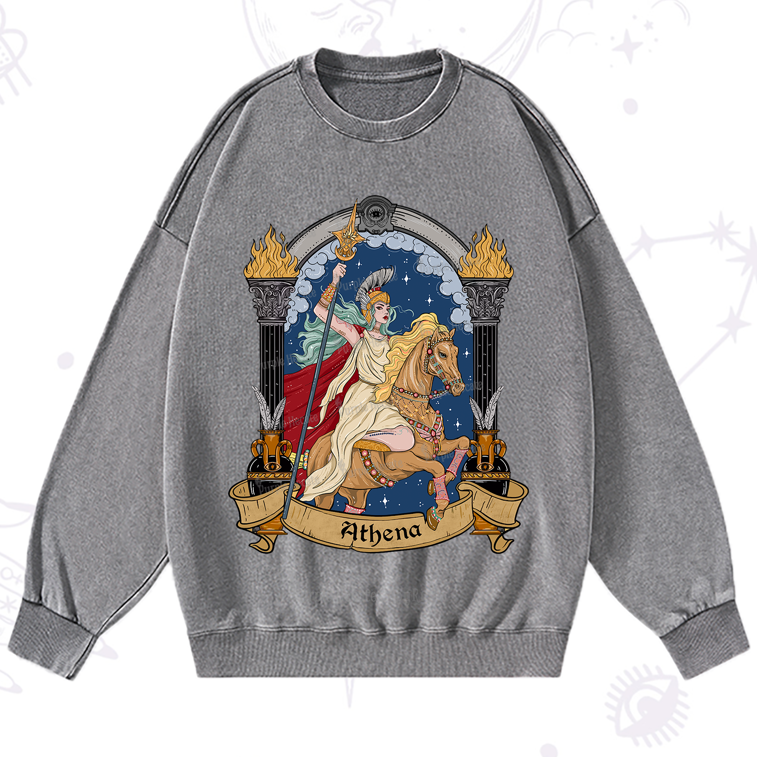 Purplehecate The Mighty Goddess Athena Washed Sweatshirt