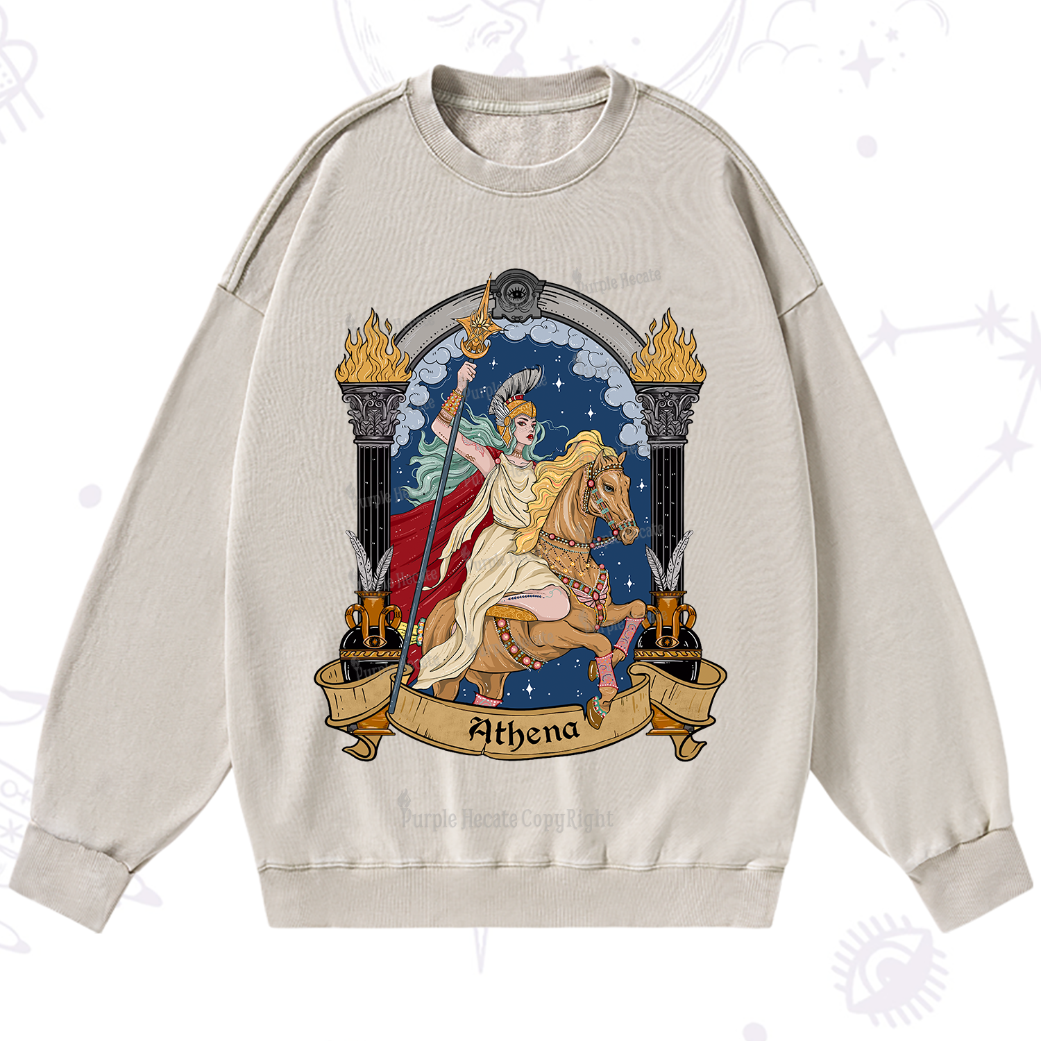 Purplehecate The Mighty Goddess Athena Washed Sweatshirt
