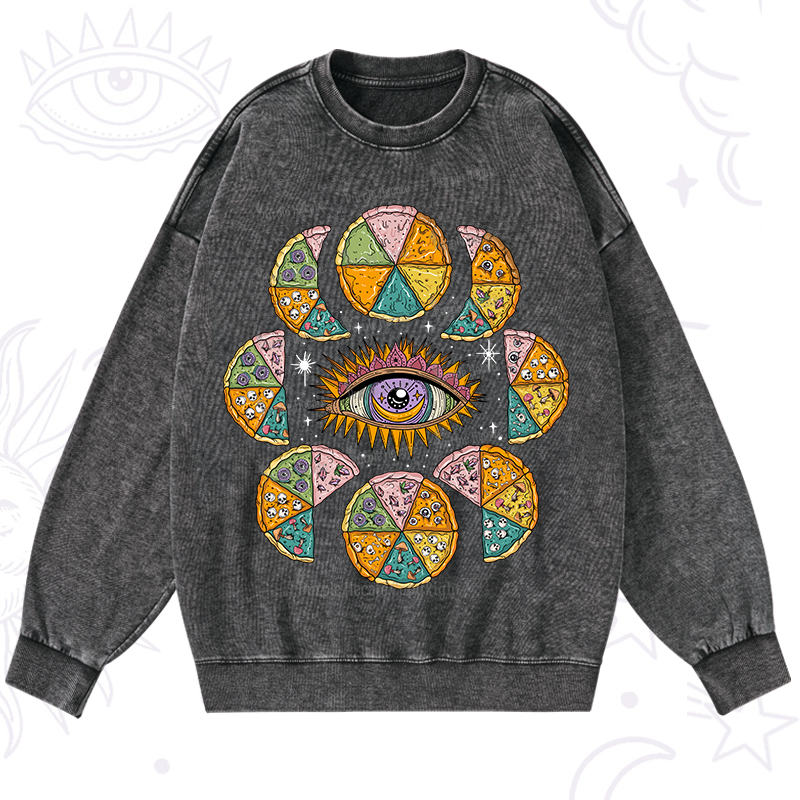 Purplehecate Moon Phase Pizza Washed Sweatshirt
