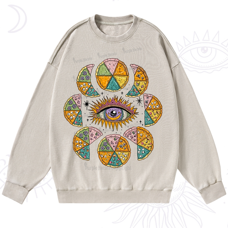 Purplehecate Moon Phase Pizza Washed Sweatshirt