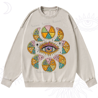 Purplehecate Moon Phase Pizza Washed Sweatshirt