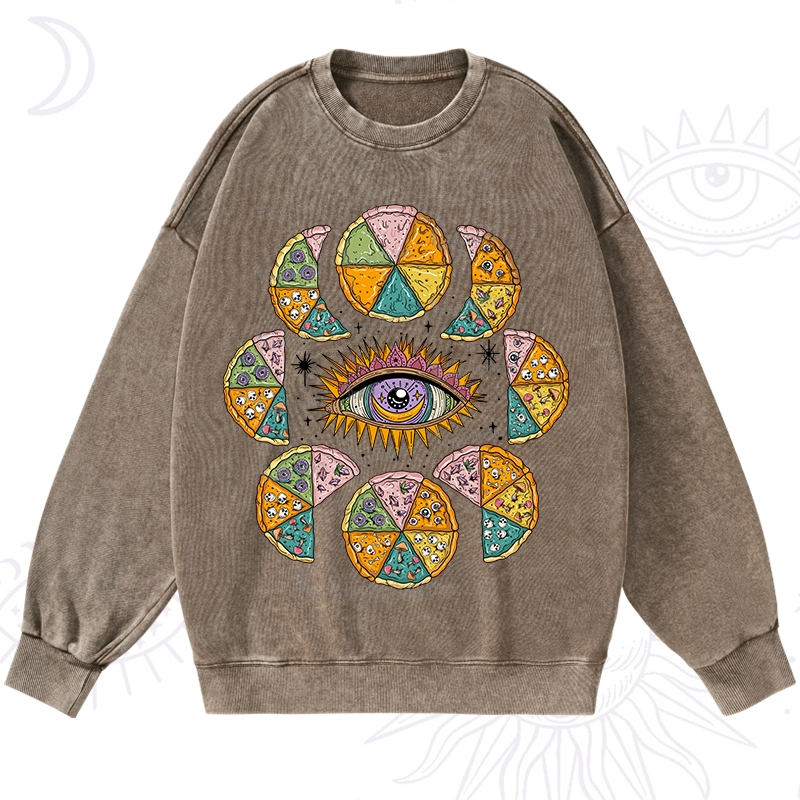 Purplehecate Moon Phase Pizza Washed Sweatshirt