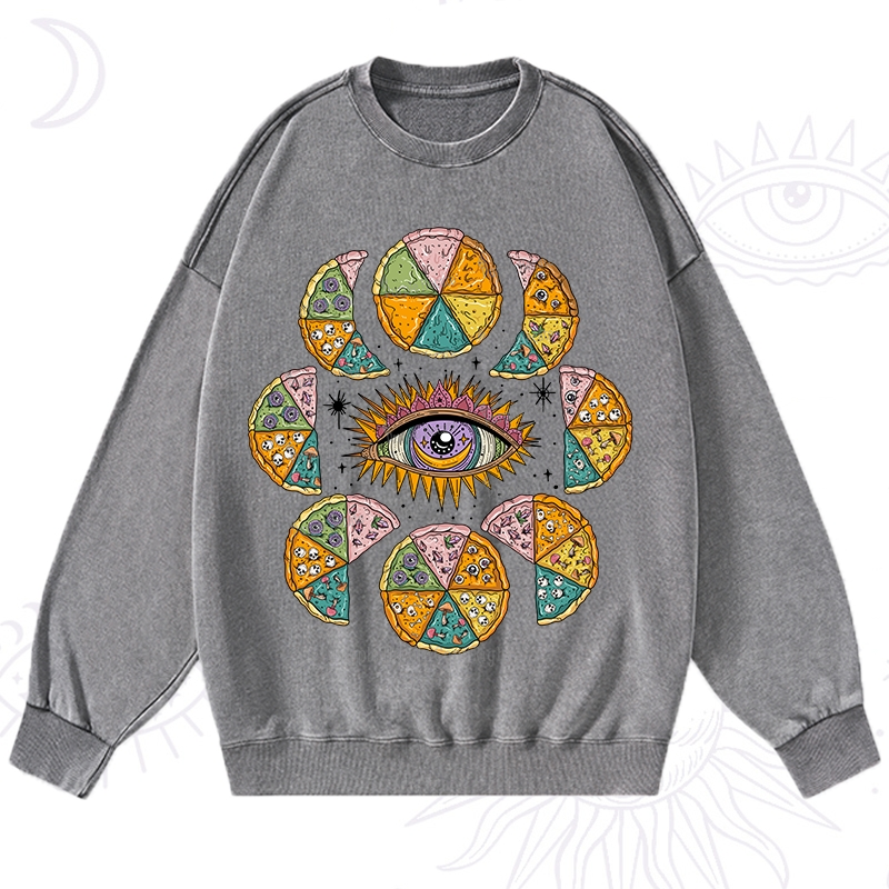 Purplehecate Moon Phase Pizza Washed Sweatshirt