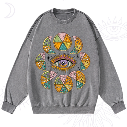 Purplehecate Moon Phase Pizza Washed Sweatshirt
