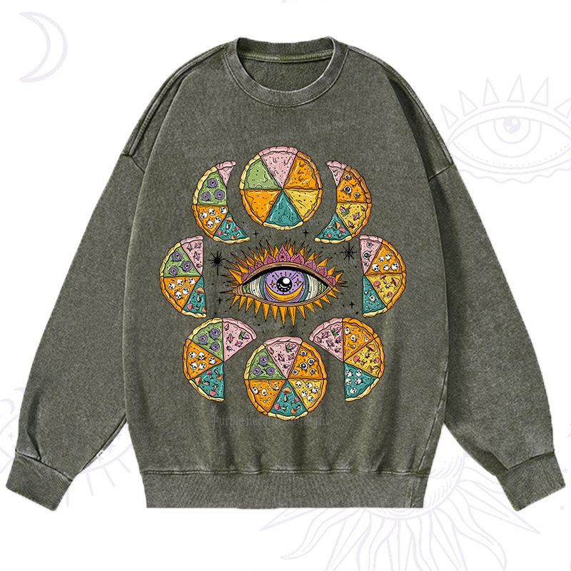 Purplehecate Moon Phase Pizza Washed Sweatshirt