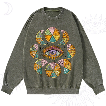 Purplehecate Moon Phase Pizza Washed Sweatshirt