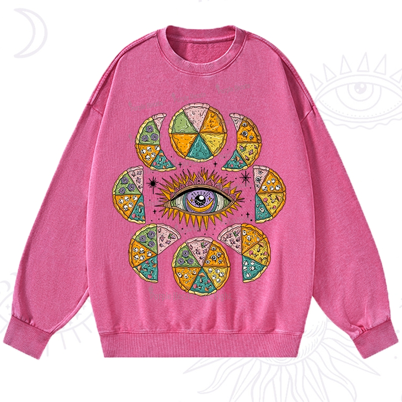 Purplehecate Moon Phase Pizza Washed Sweatshirt