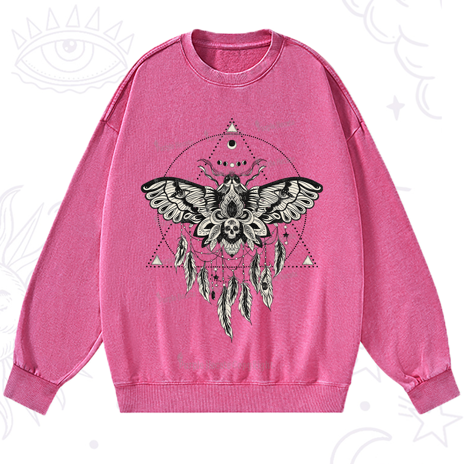 Purplehecate Mystical Luna Moth Washed Sweatshirt