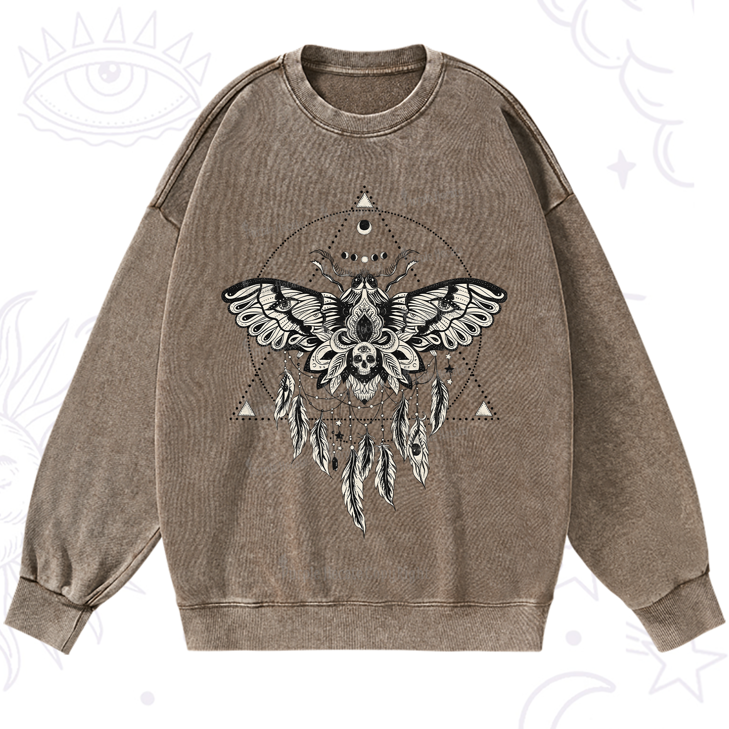 Purplehecate Mystical Luna Moth Washed Sweatshirt