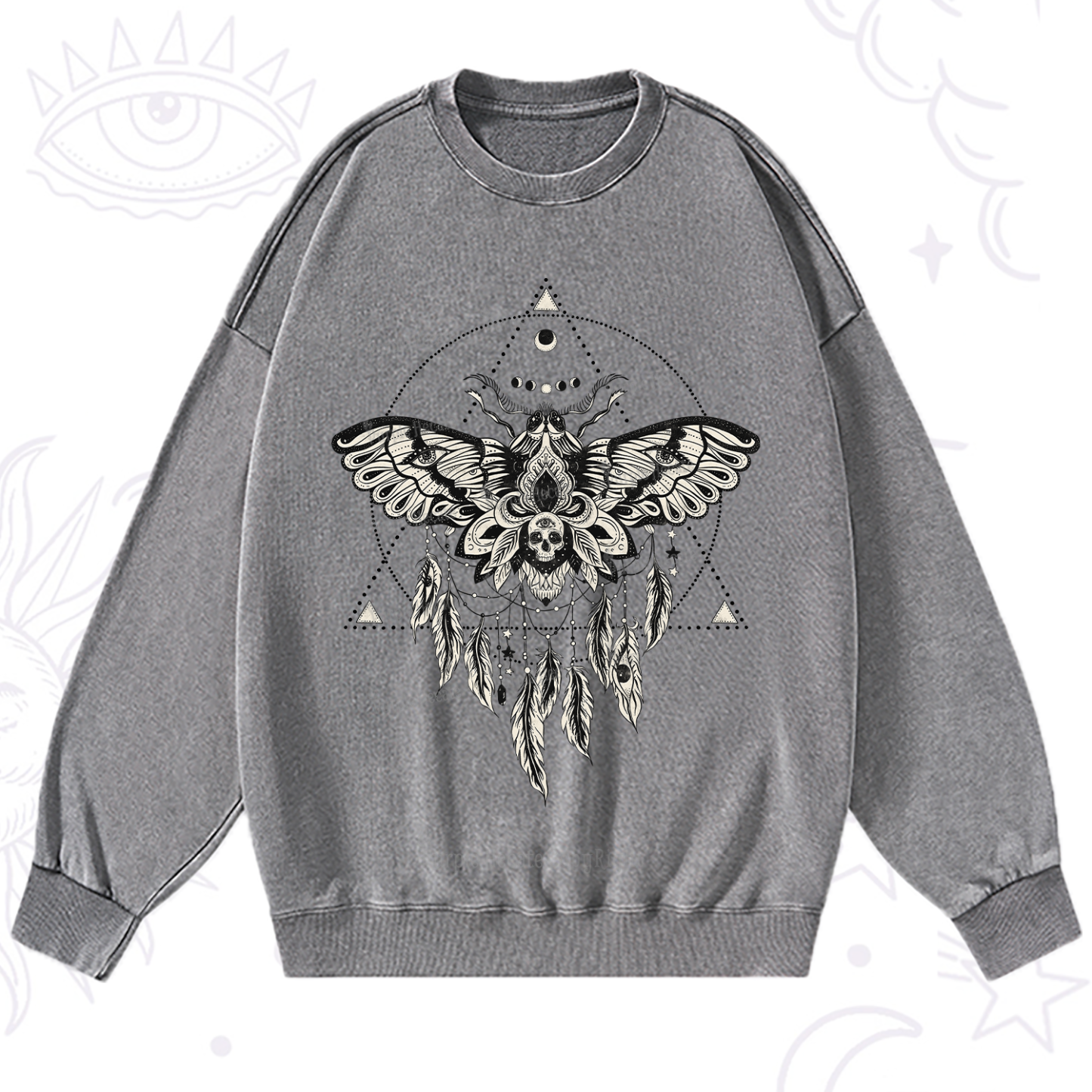 Purplehecate Mystical Luna Moth Washed Sweatshirt