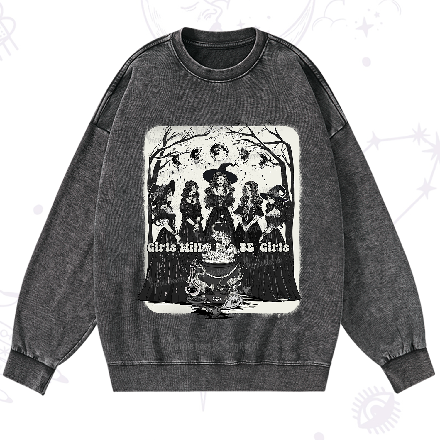 Purplehecate Girls Will Be Girls Washed Sweatshirt