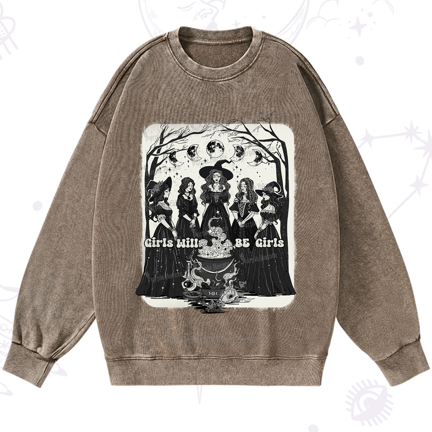 Purplehecate Girls Will Be Girls Washed Sweatshirt