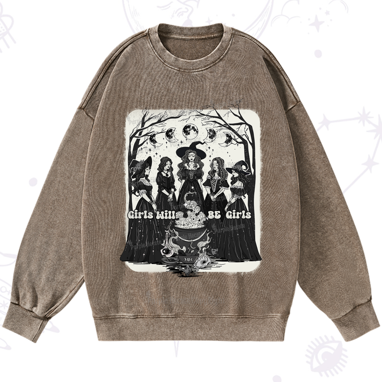 Purplehecate Girls Will Be Girls Washed Sweatshirt