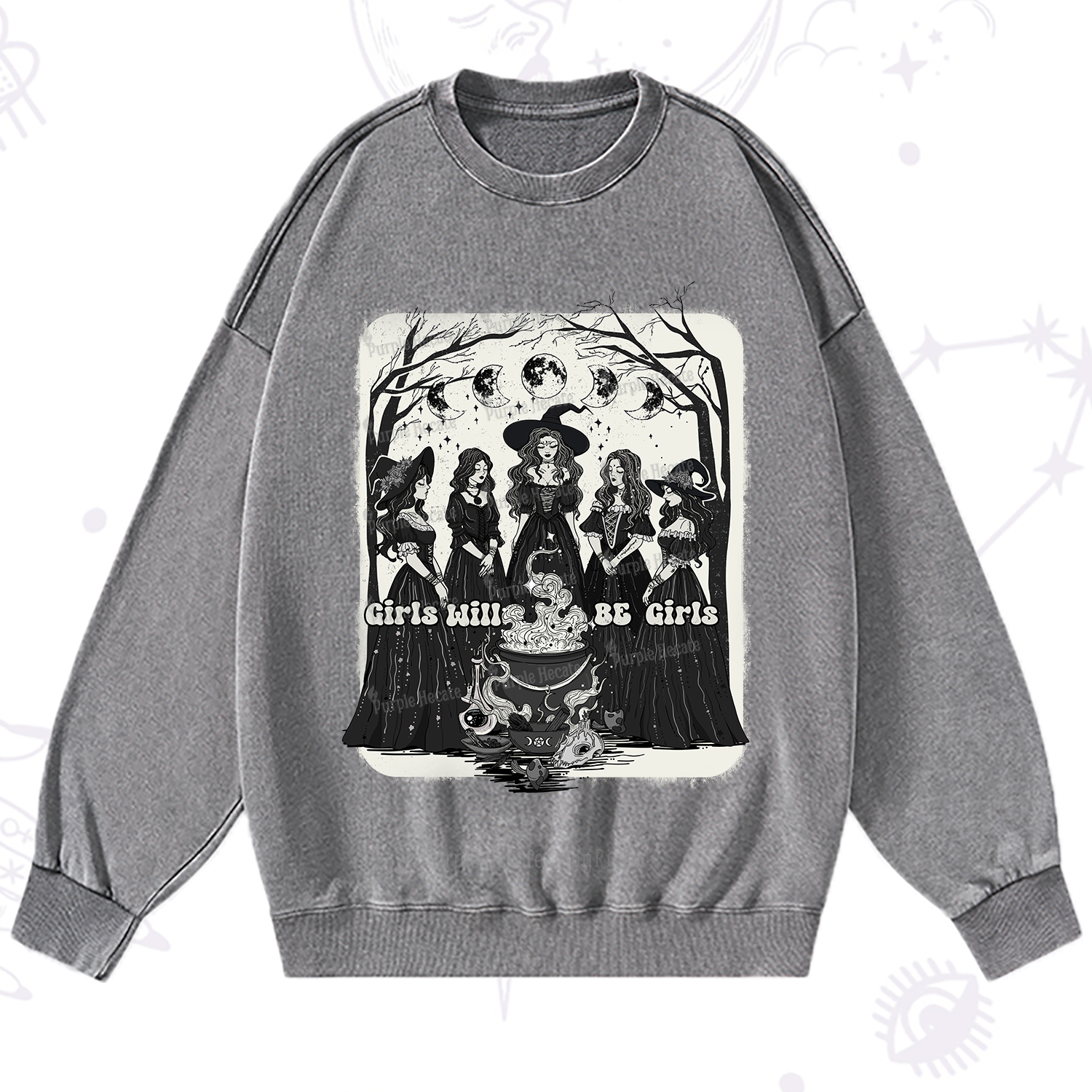 Purplehecate Girls Will Be Girls Washed Sweatshirt
