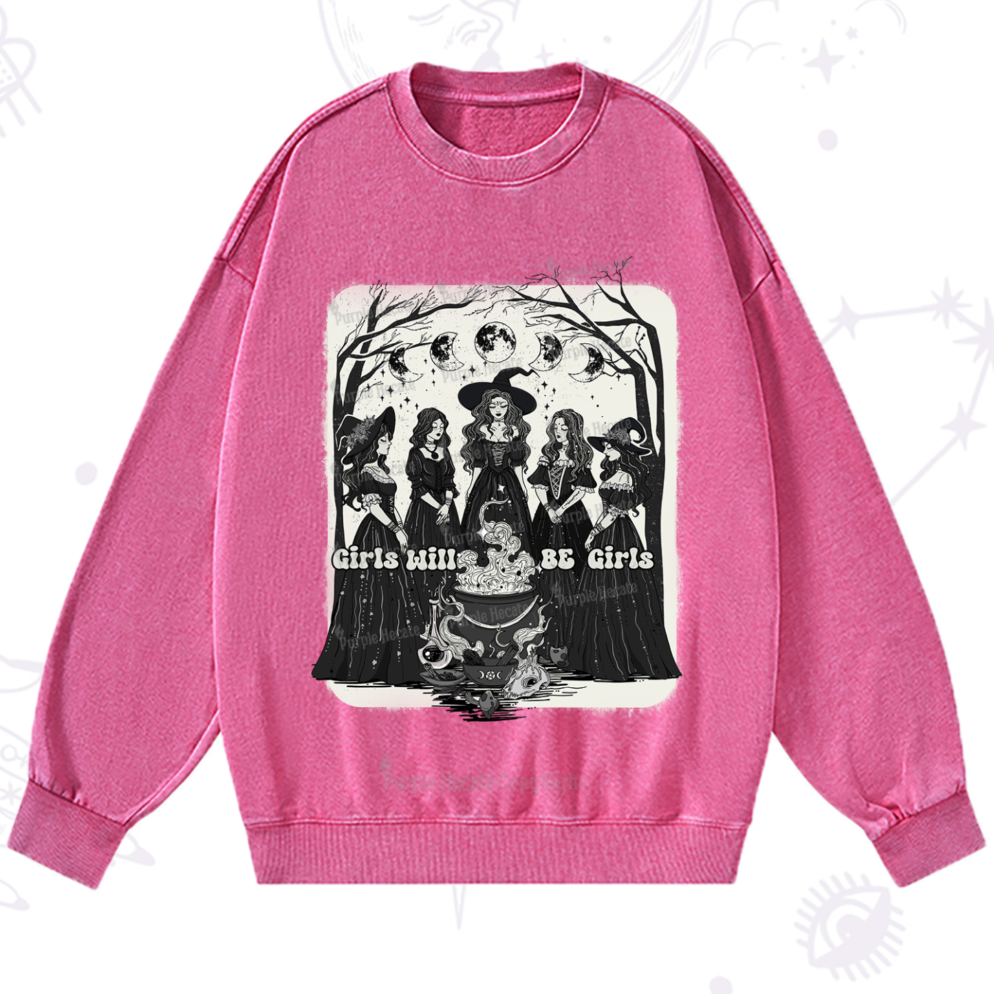 Purplehecate Girls Will Be Girls Washed Sweatshirt