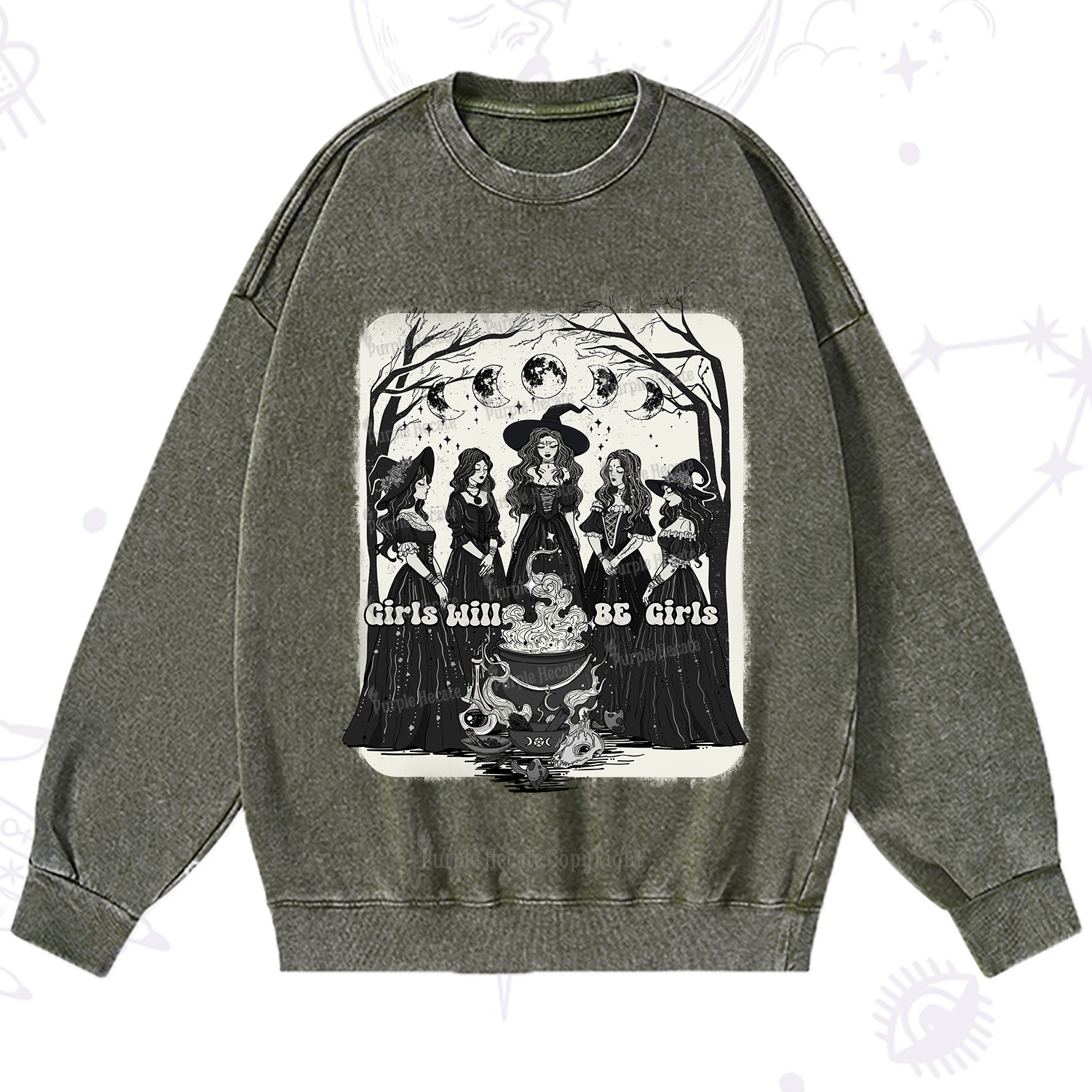 Purplehecate Girls Will Be Girls Washed Sweatshirt