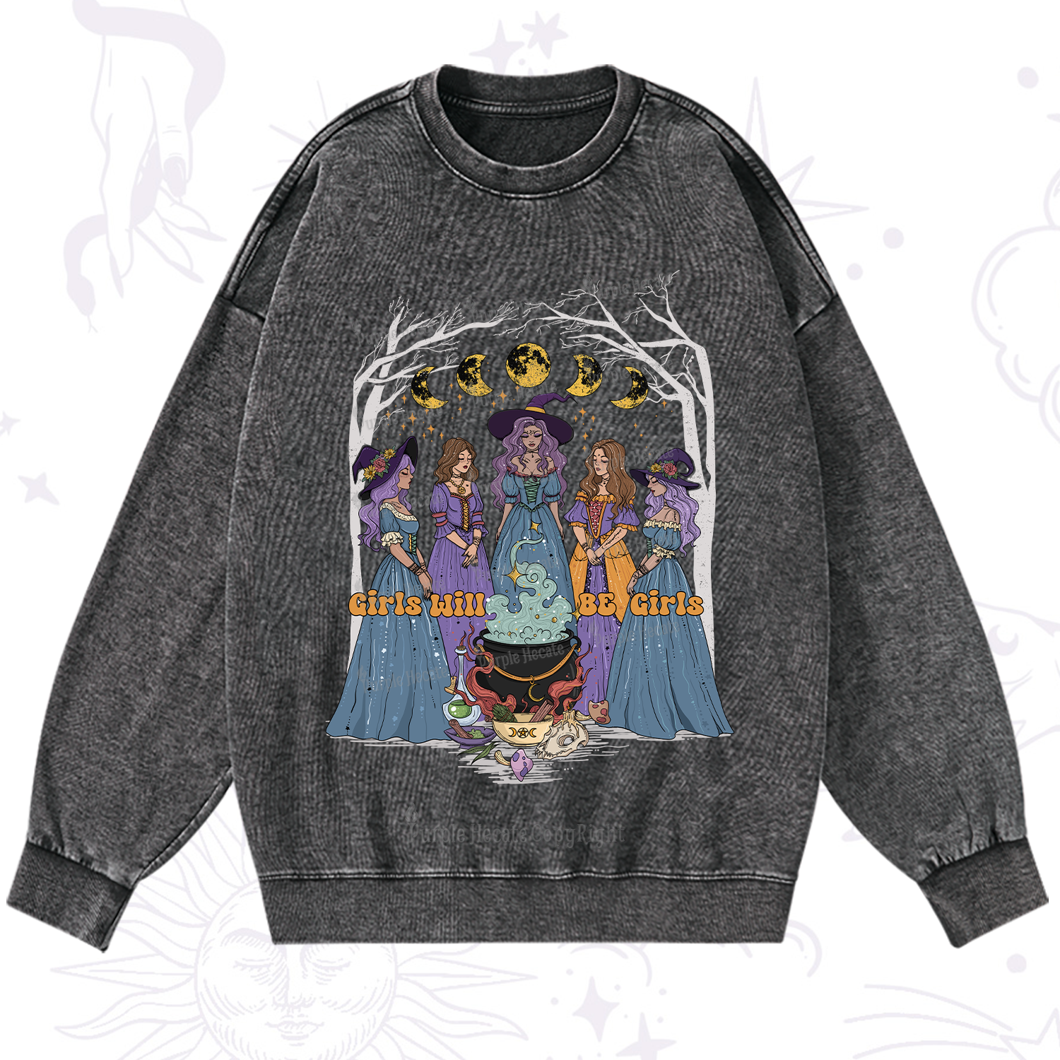 Purplehecate Girls Will Be Girls Washed Sweatshirt
