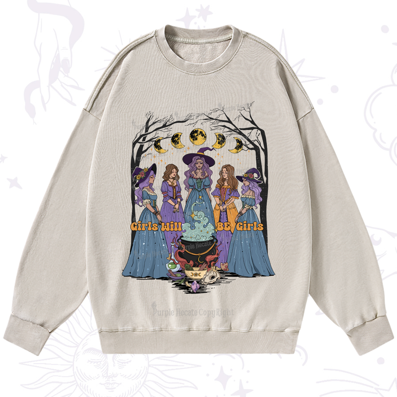 Purplehecate Girls Will Be Girls Washed Sweatshirt