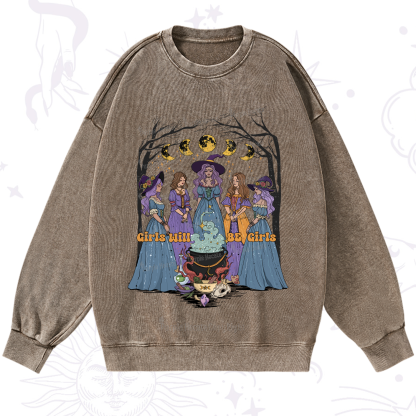 Purplehecate Girls Will Be Girls Washed Sweatshirt