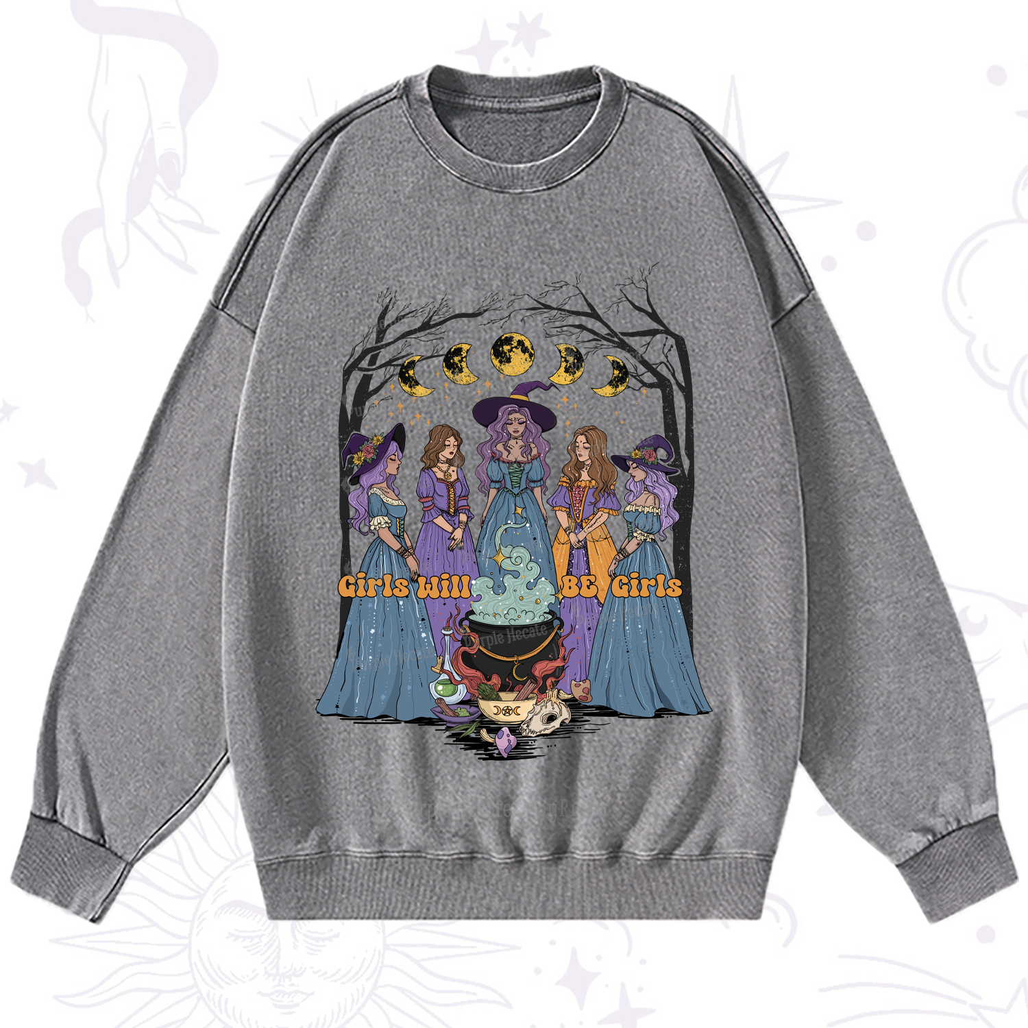 Purplehecate Girls Will Be Girls Washed Sweatshirt