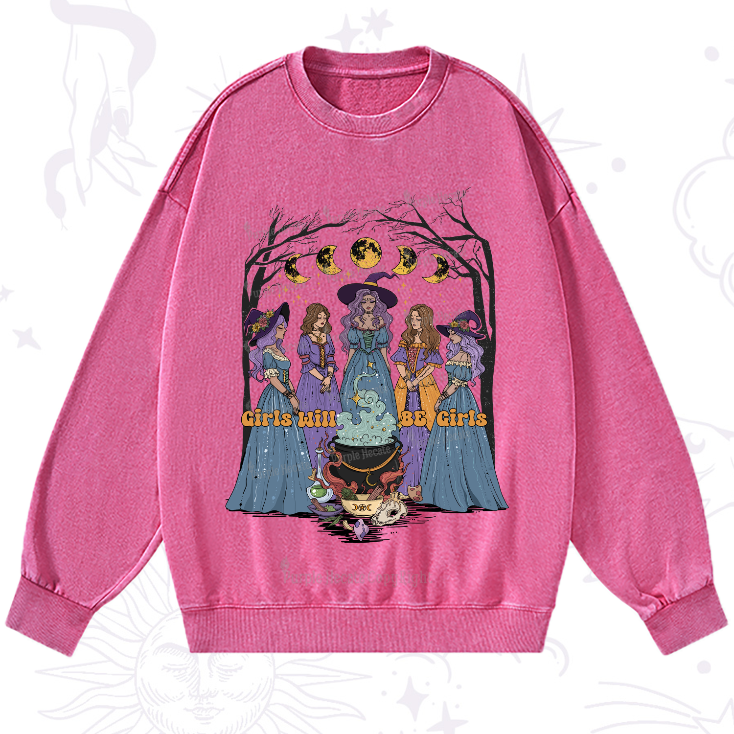 Purplehecate Girls Will Be Girls Washed Sweatshirt
