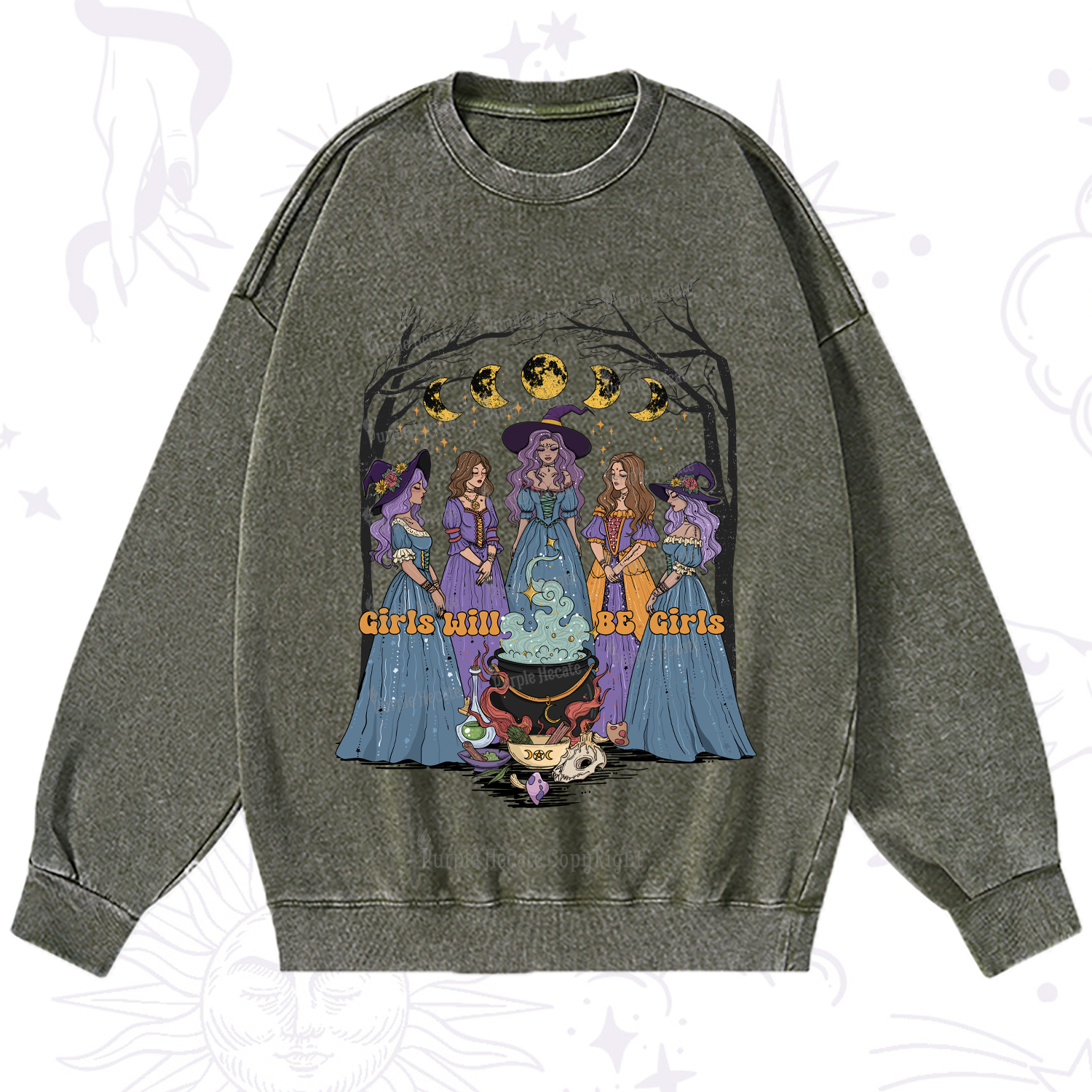 Purplehecate Girls Will Be Girls Washed Sweatshirt