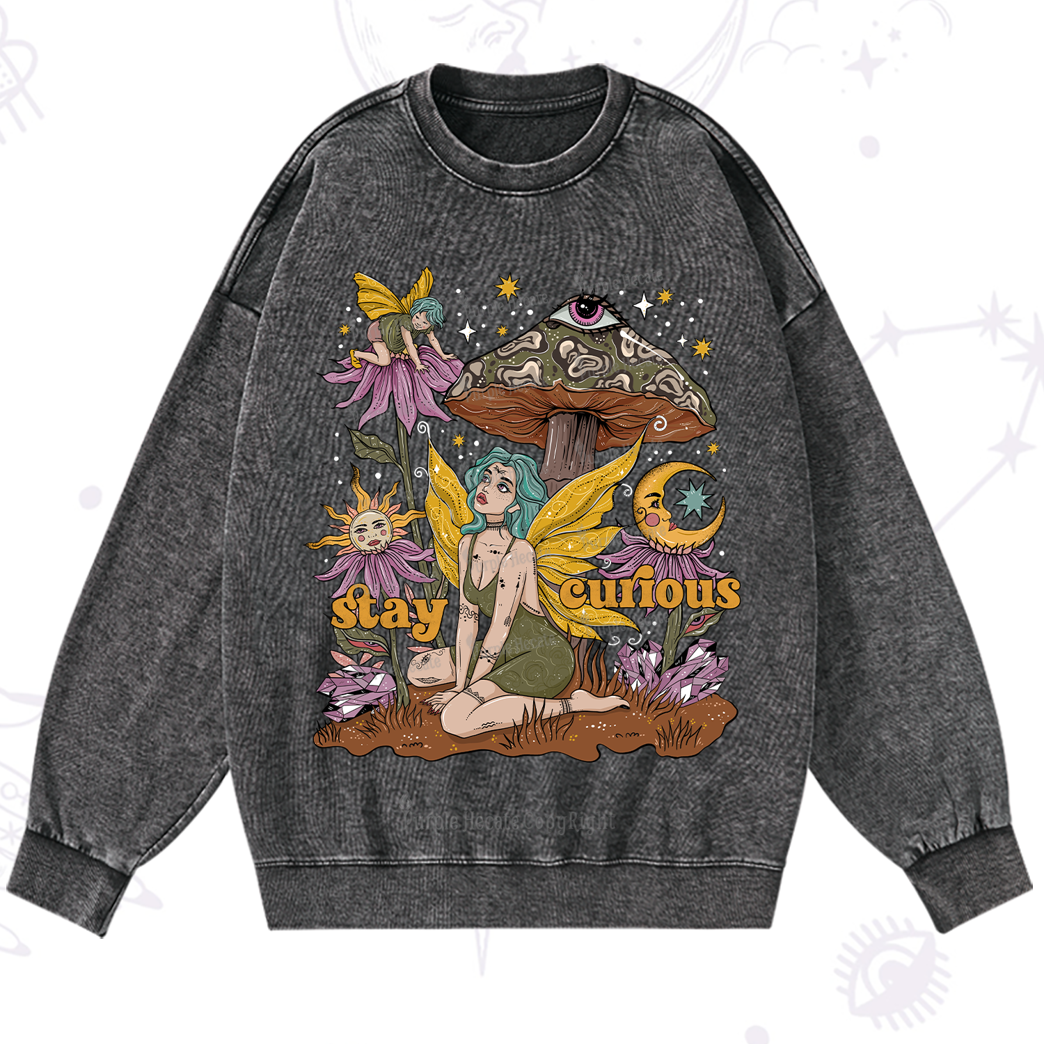 Purplehecate Stay Curious Washed Sweatshirt