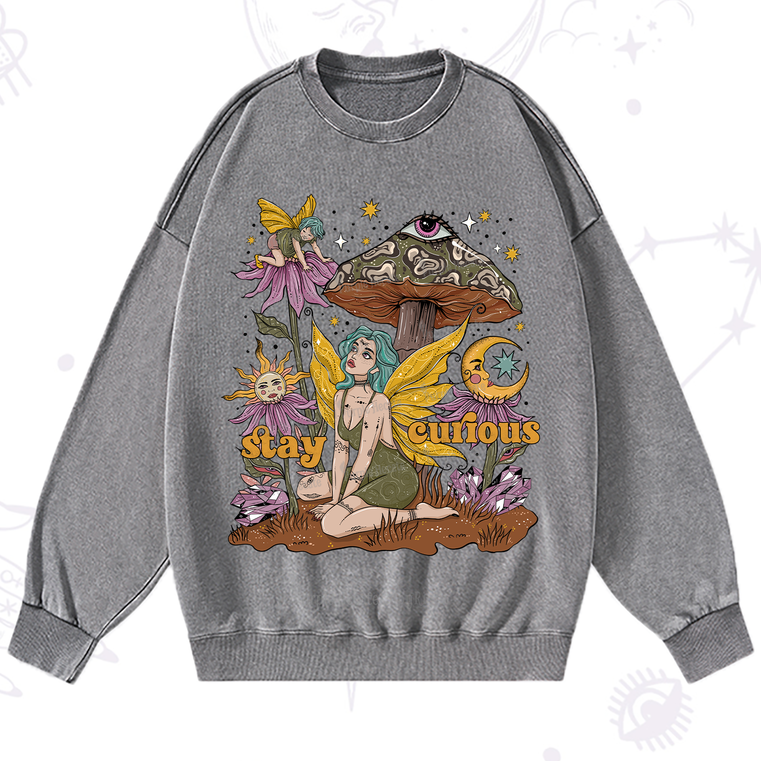 Purplehecate Stay Curious Washed Sweatshirt