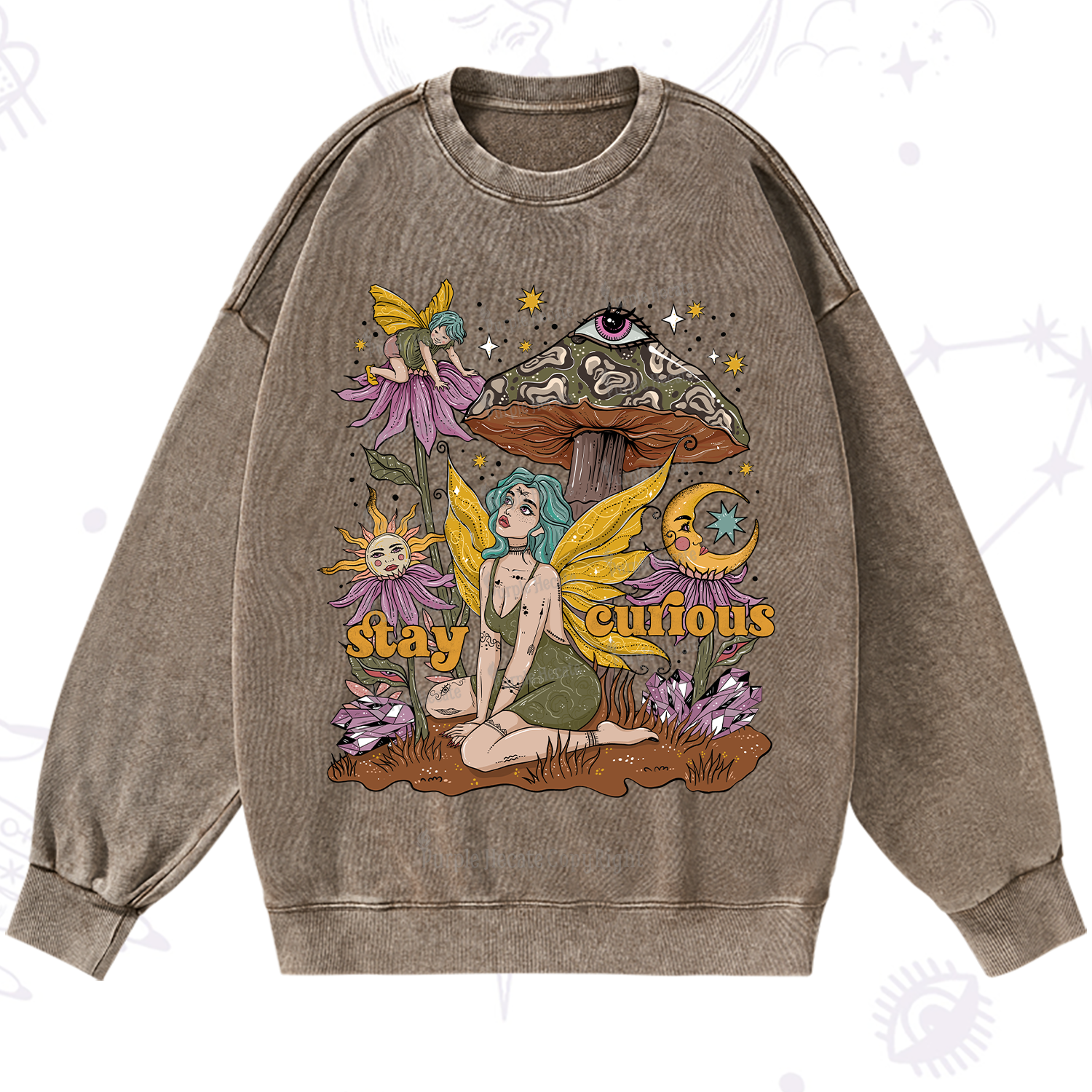 Purplehecate Stay Curious Washed Sweatshirt