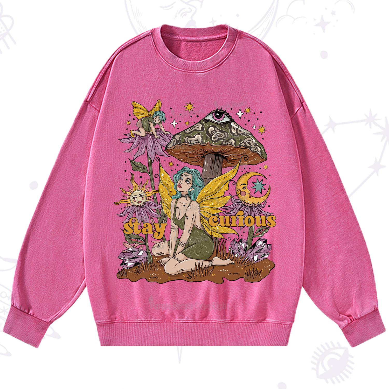 Purplehecate Stay Curious Washed Sweatshirt