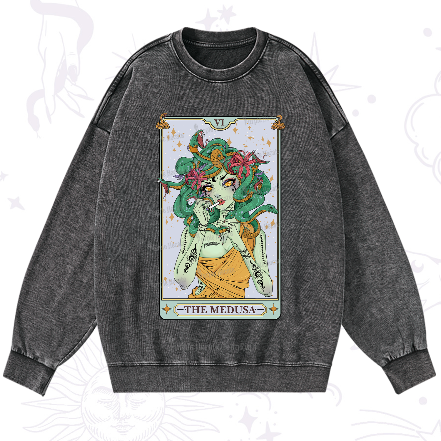 Purplehecate The Medusa Tarot Washed Sweatshirt