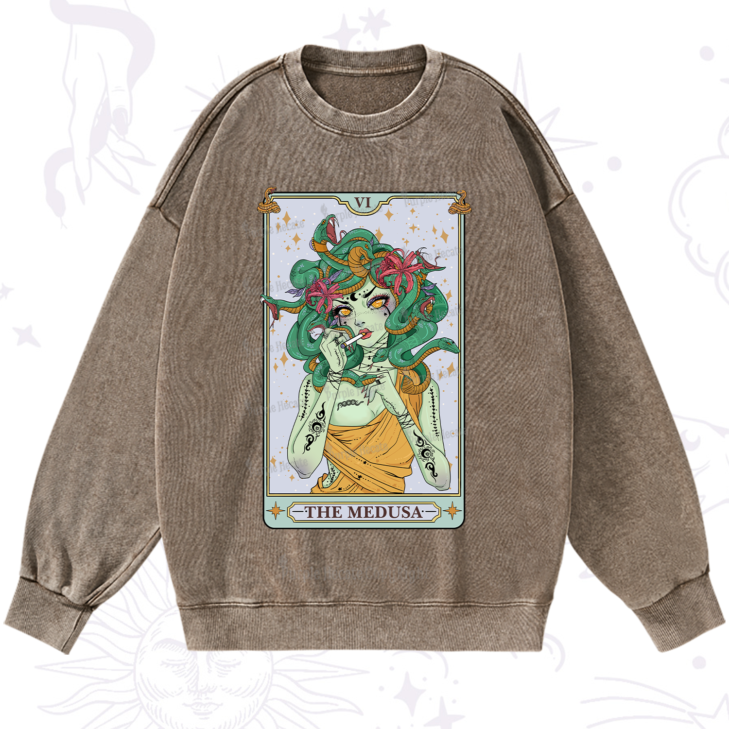 Purplehecate The Medusa Tarot Washed Sweatshirt