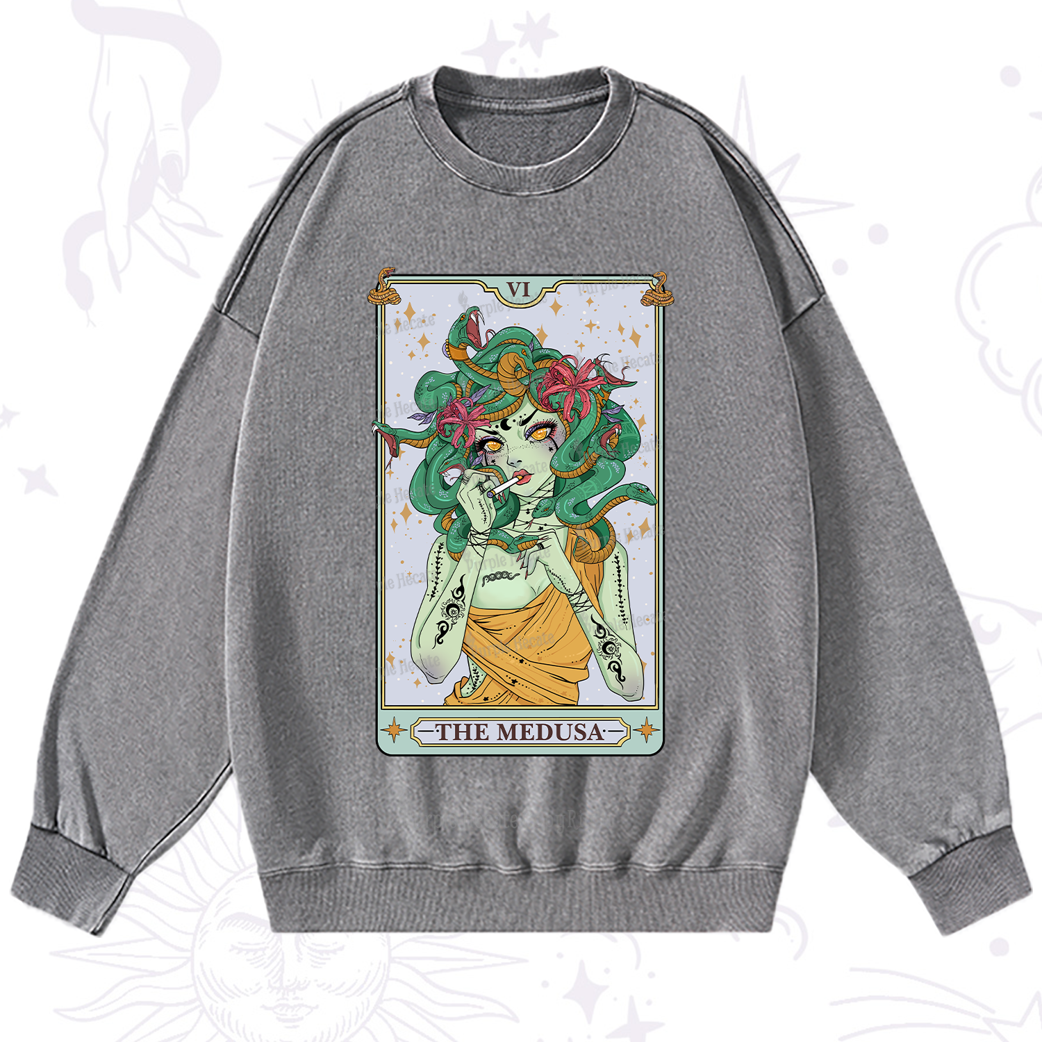 Purplehecate The Medusa Tarot Washed Sweatshirt