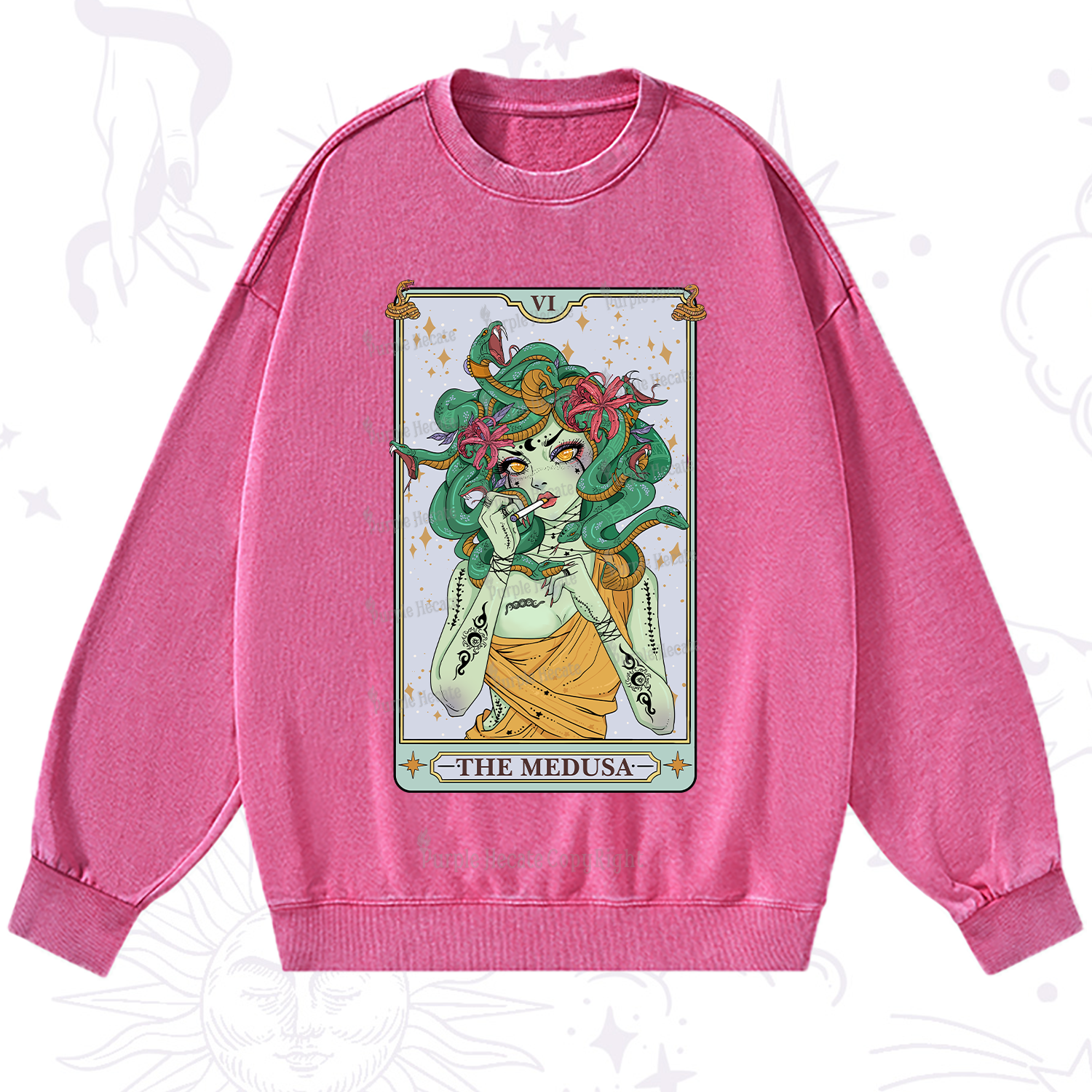Purplehecate The Medusa Tarot Washed Sweatshirt