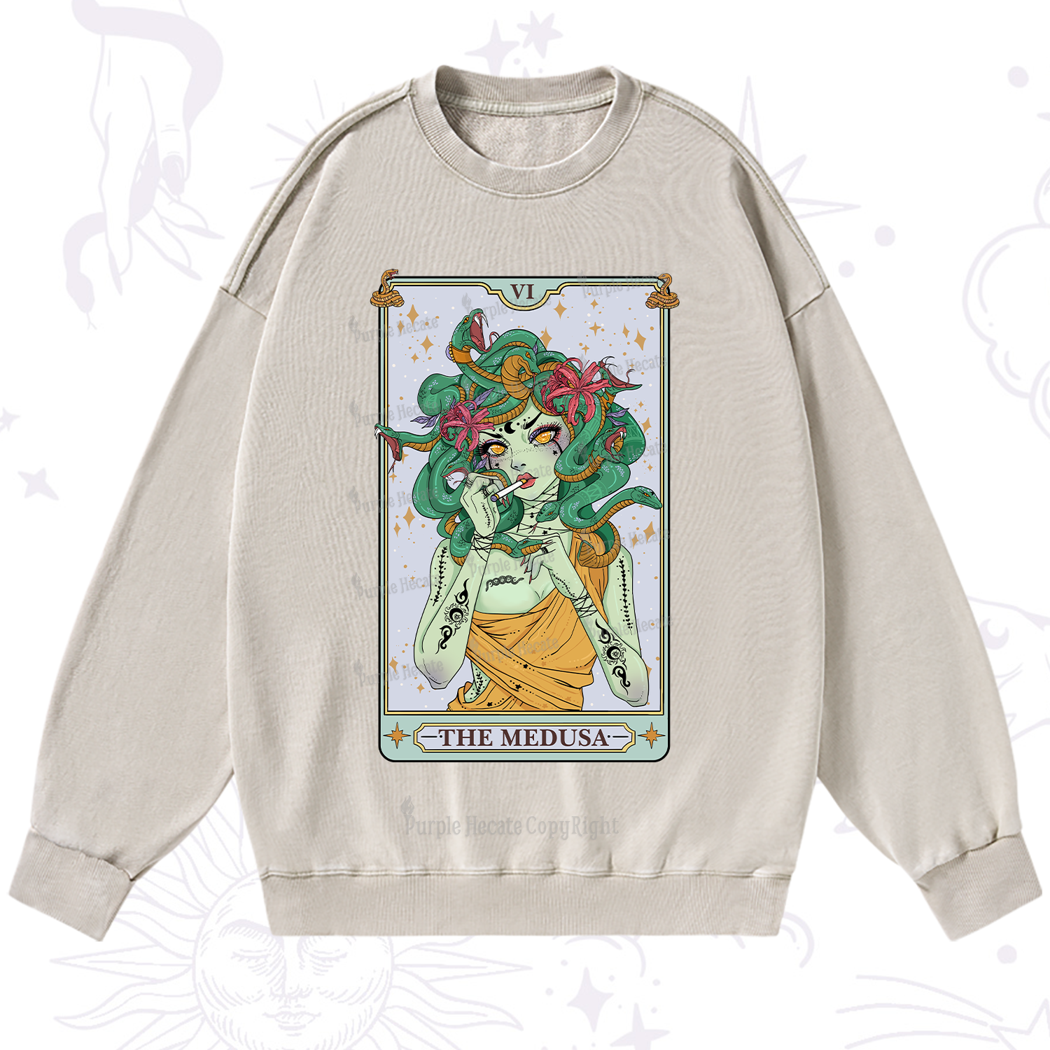 Purplehecate The Medusa Tarot Washed Sweatshirt
