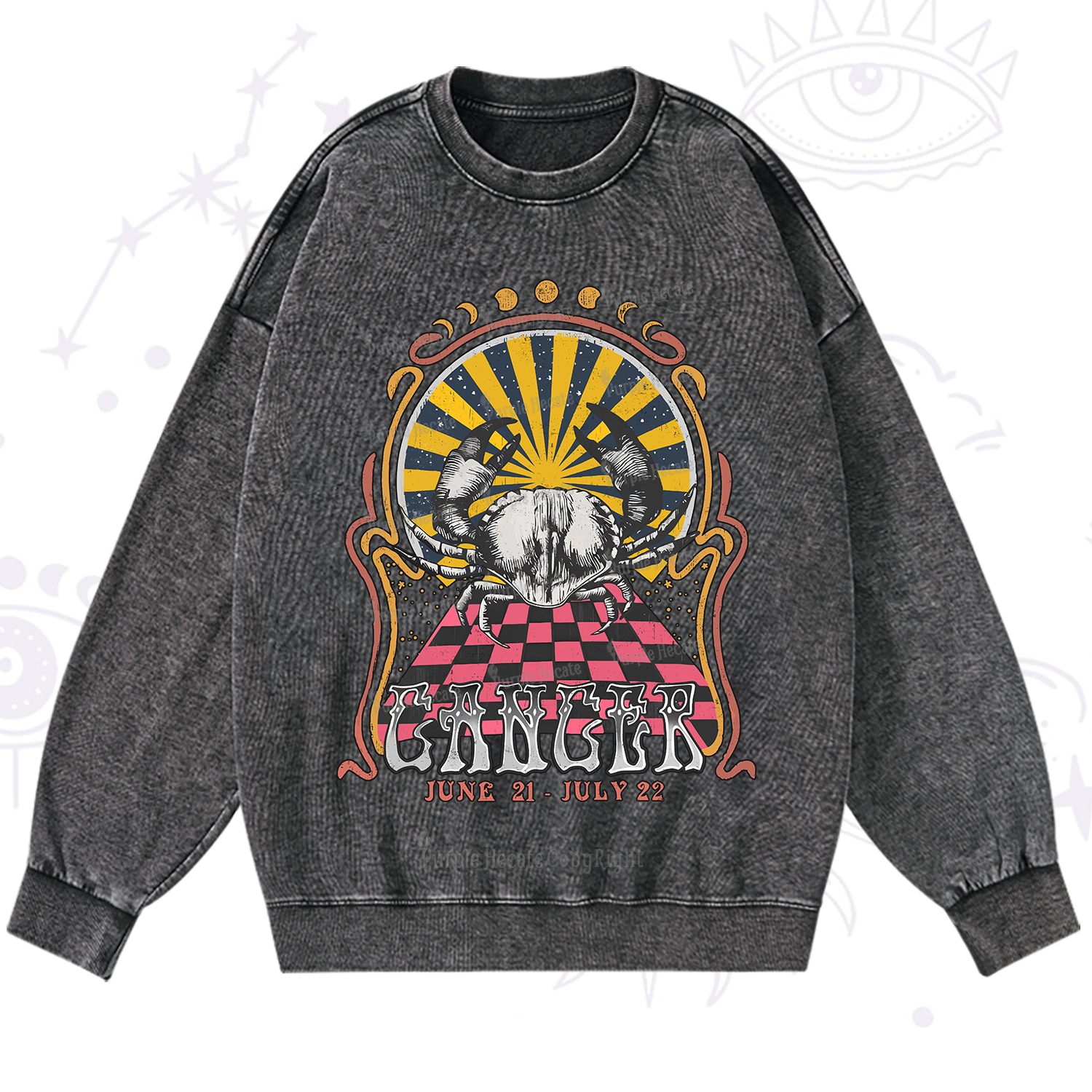 Purplehecate Cancer Crew Zodiac Washed Sweatshirt