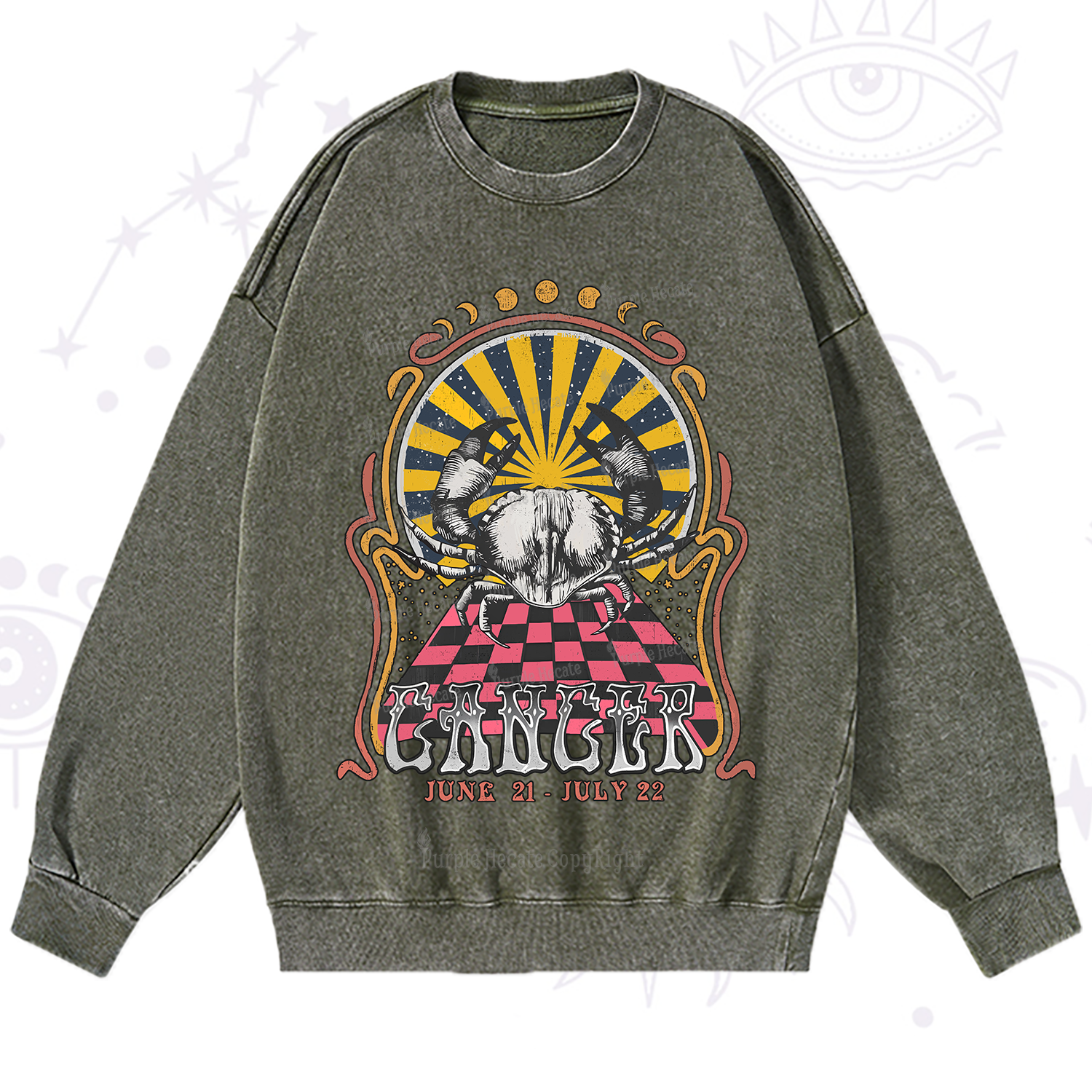 Purplehecate Cancer Crew Zodiac Washed Sweatshirt