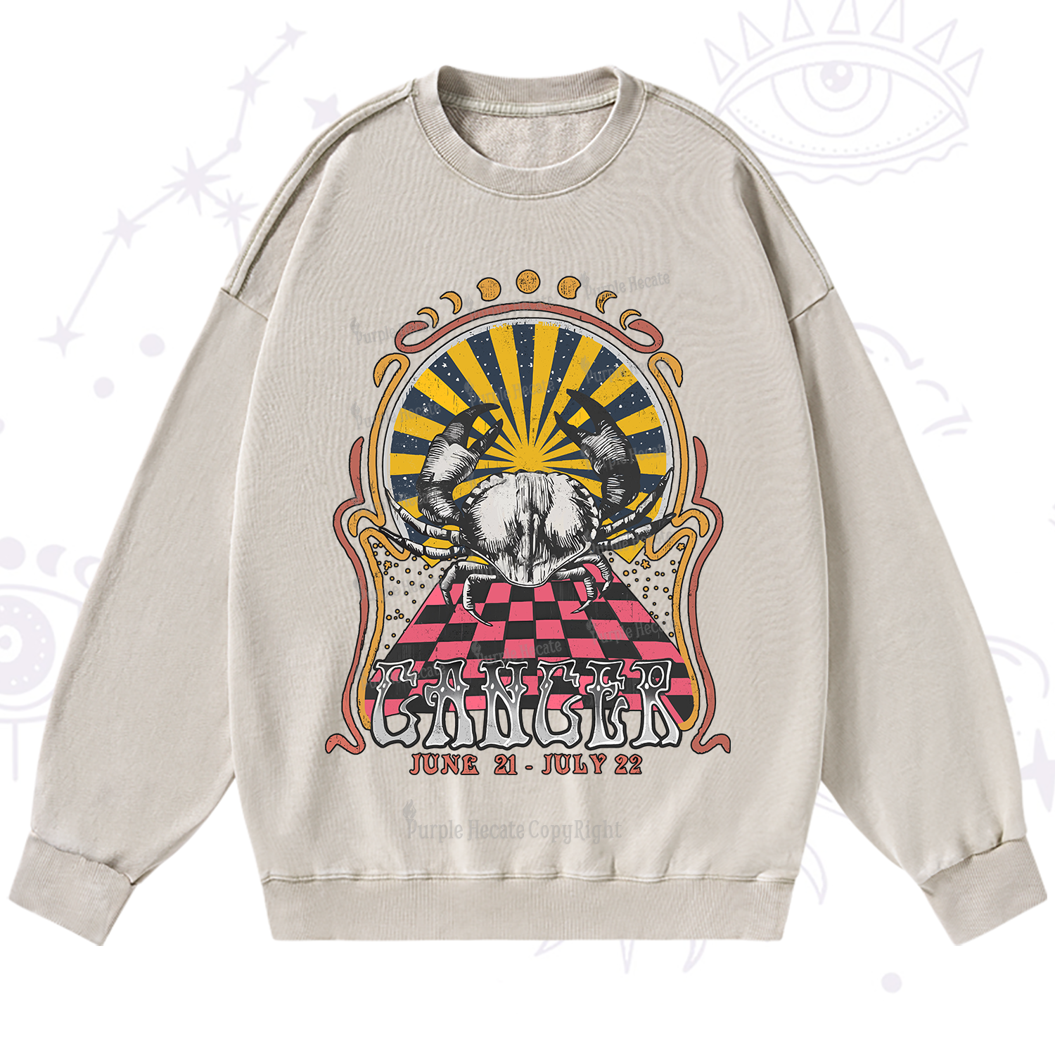 Purplehecate Cancer Crew Zodiac Washed Sweatshirt