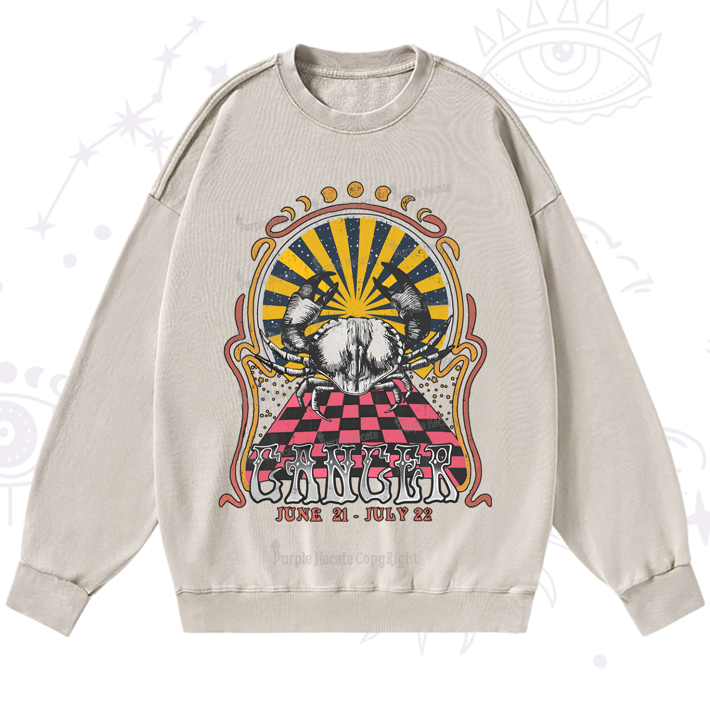 Purplehecate Cancer Crew Zodiac Washed Sweatshirt