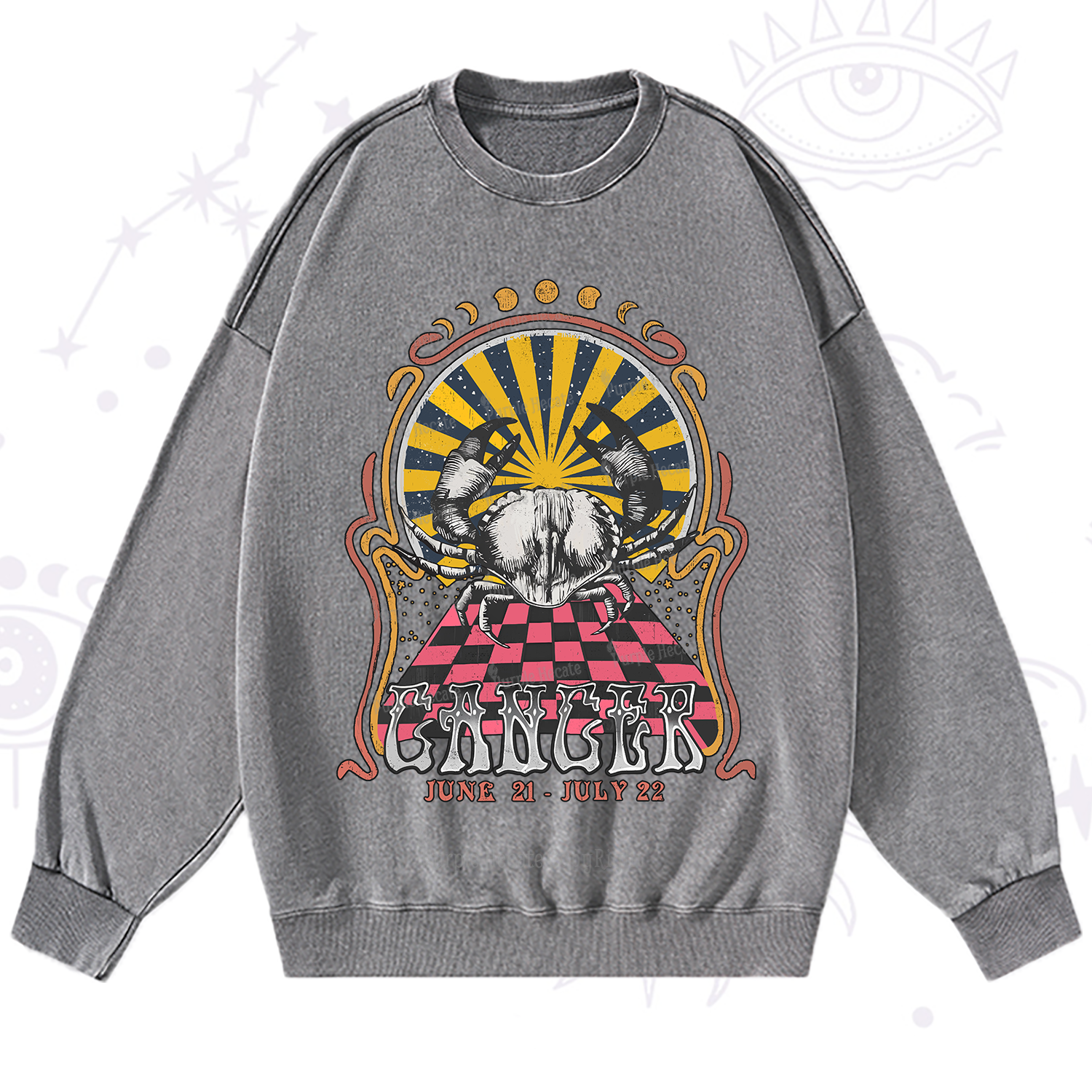 Purplehecate Cancer Crew Zodiac Washed Sweatshirt