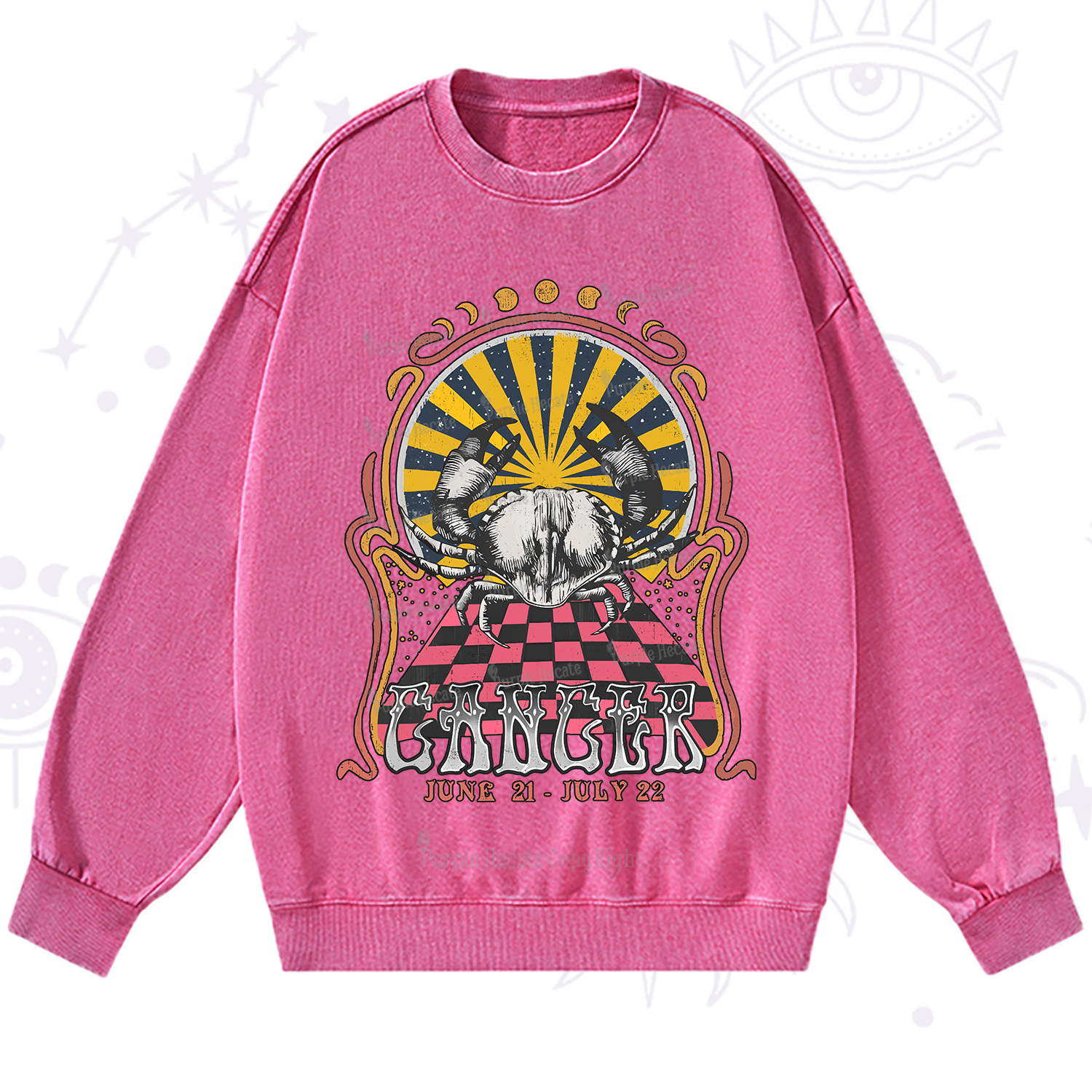 Purplehecate Cancer Crew Zodiac Washed Sweatshirt