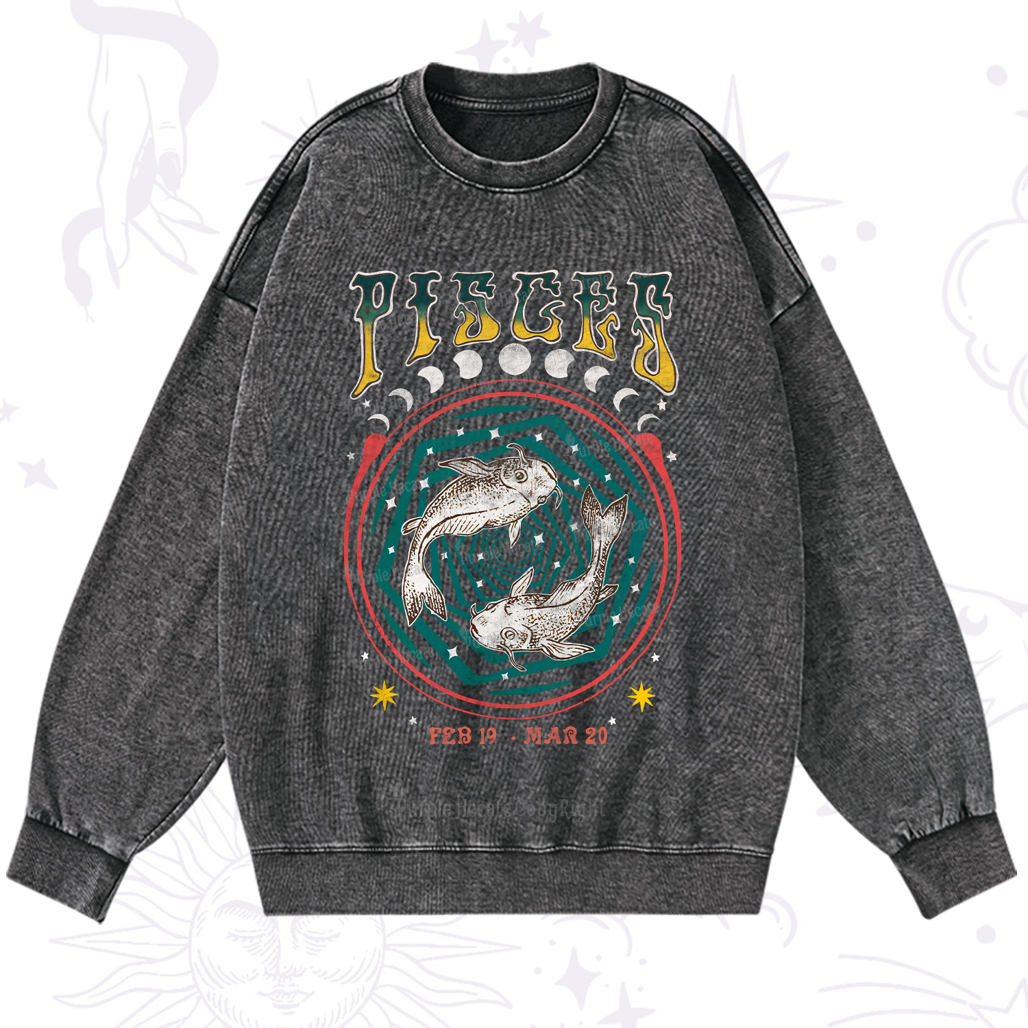 Purplehecate Pisces Crew Zodiac Washed Sweatshirt